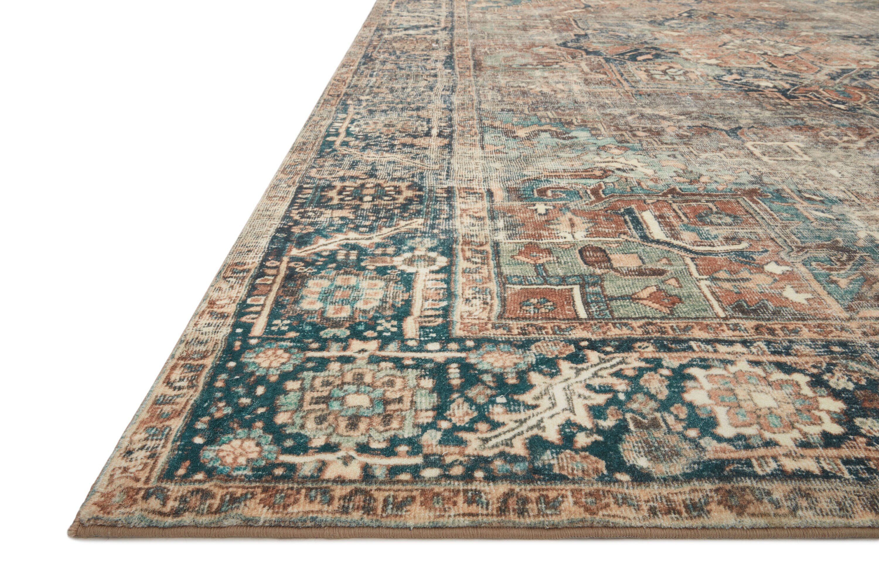 Margot Terracotta and Lagoon Bohemian Vintage Area Rug