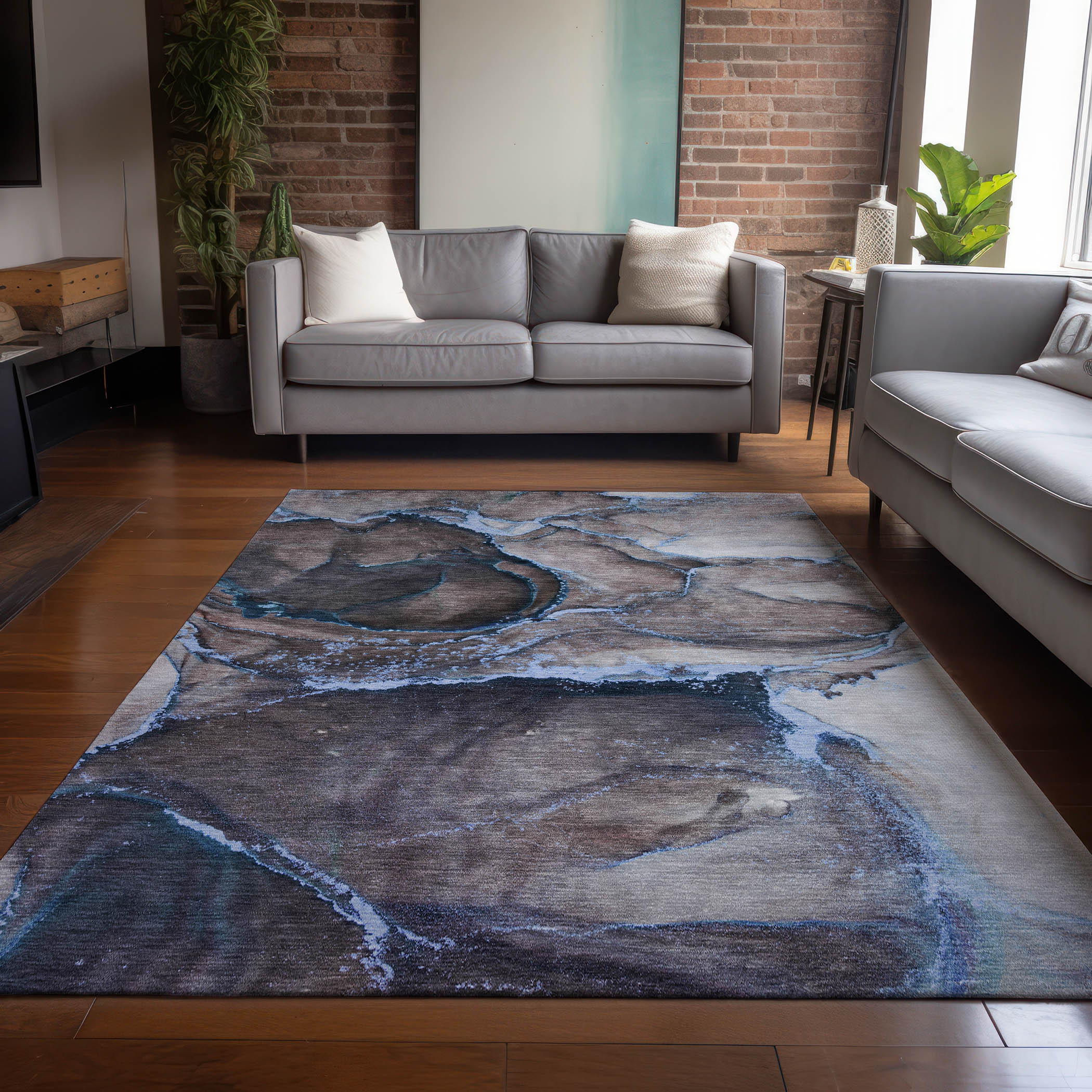 Addison Rugs ACN525NA5X8 Chantille ACN525NA 5 x 7 (ft) Polyester Navy Rectangular Indoor/Outdoor Abstract Machine washable Area rug