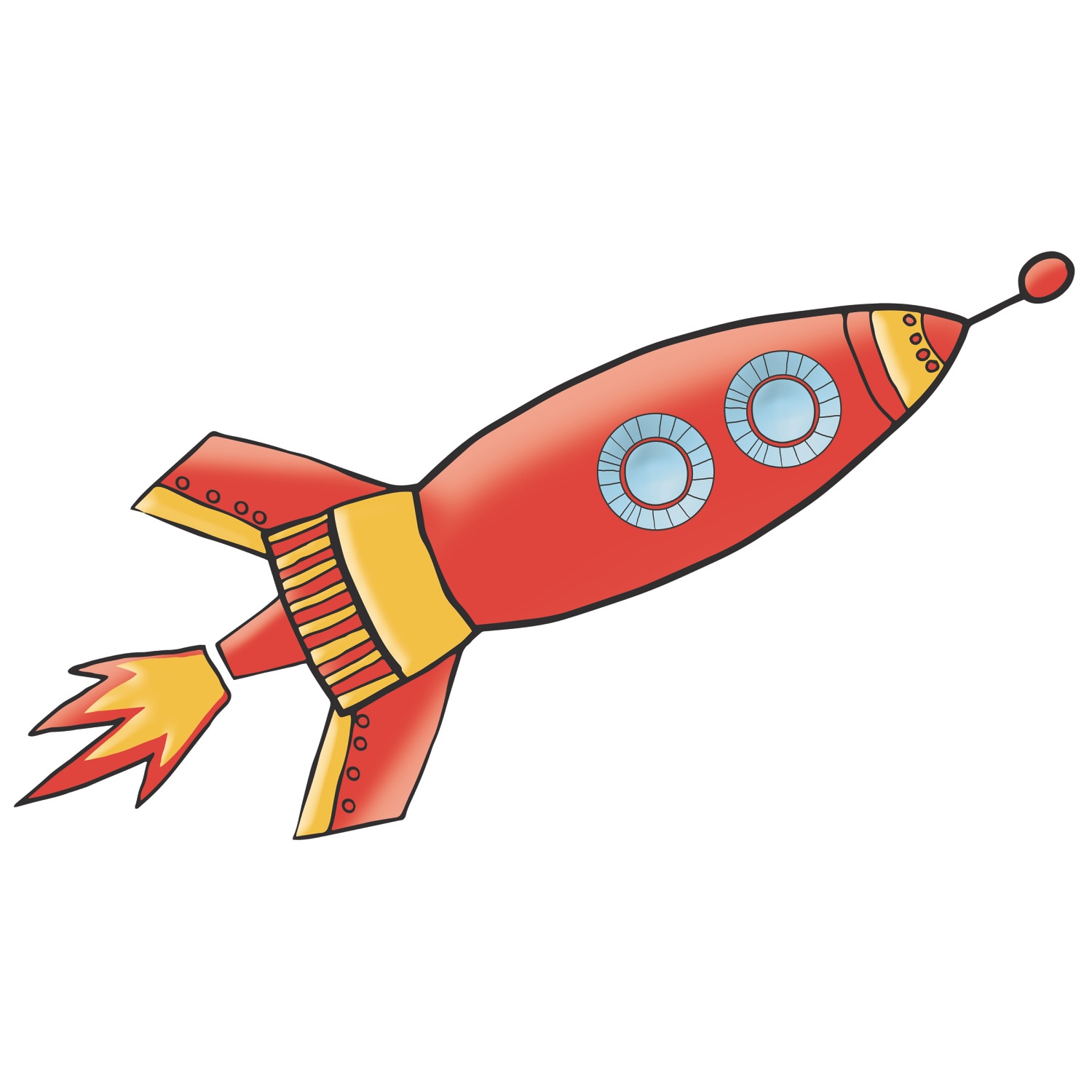 Colorful Rocket and Planets Peel and Stick Wall Decals