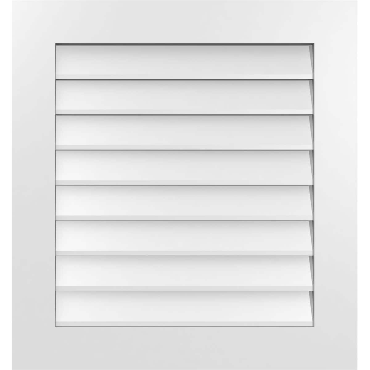 Ekena Millwork GVPVE28X3001SN 28-Inches x 30-Inches Off-white Rectangle PVC Gable Louver Vent