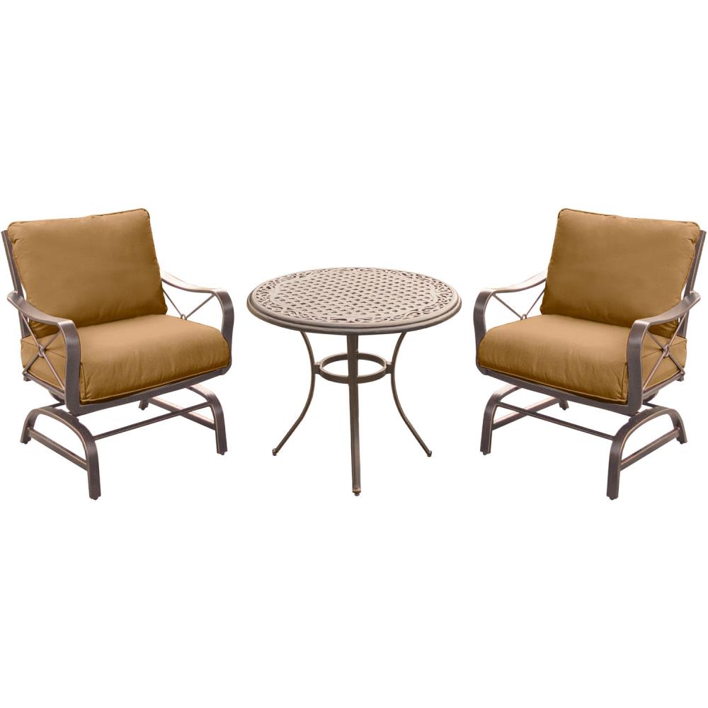 Hanover SUMRNGTDN3PCCST Summer Nights 3-Piece Patio Conversation Set with Brown Cushions