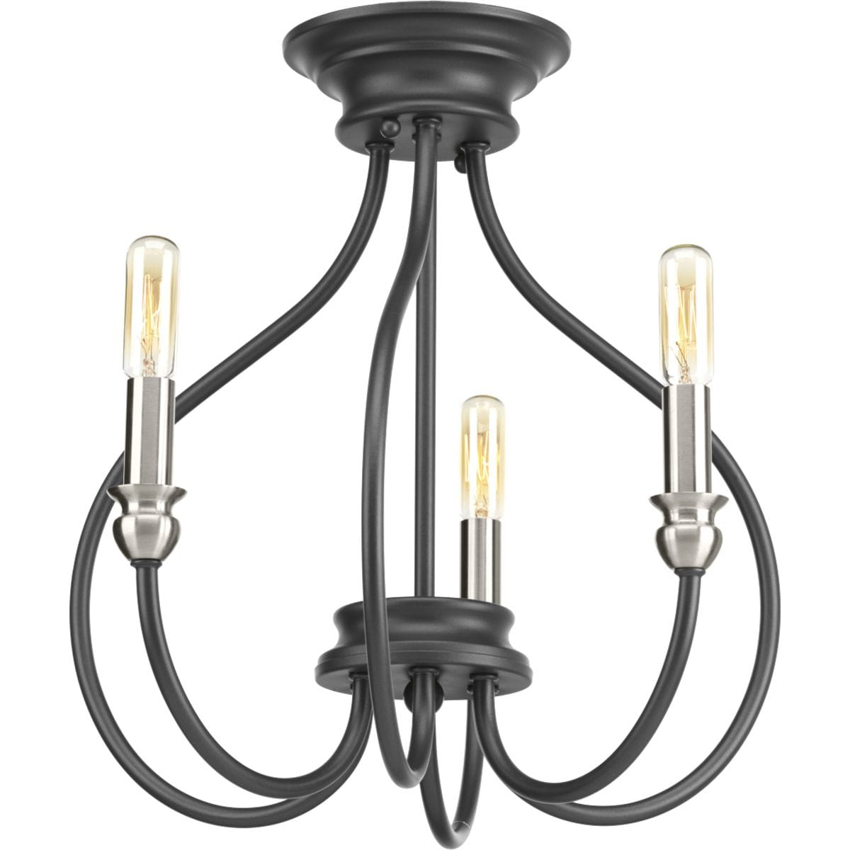 Progress Lighting P350042-143 Whisp 3 -Light 15.25-in Black Semi Flush Mount Light