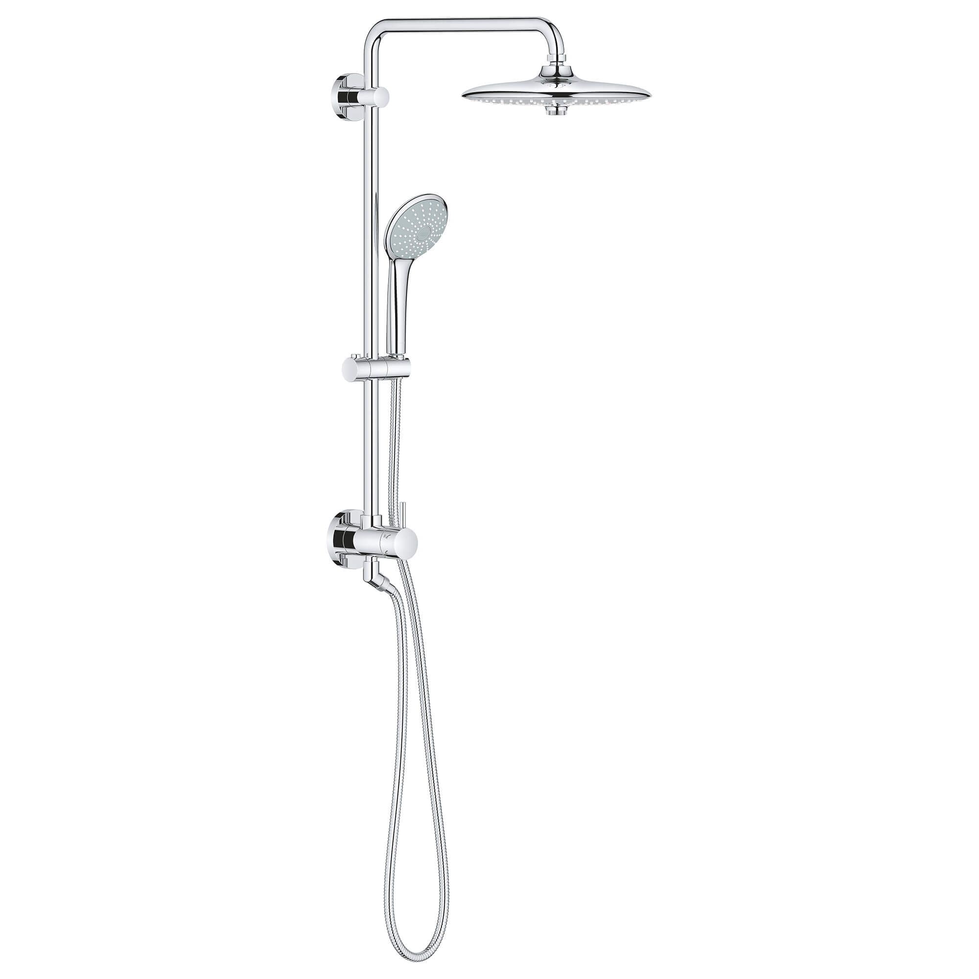 GROHE 26128002 Euphoria Starlight Chrome Dual Head Shower Faucet Bar System Valve Included )