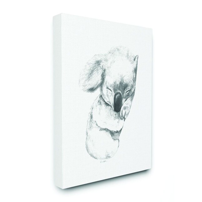 Stupell Industries Cute Koala Baby Animal Neutral Grey Drawing Design 40-in  H x 30-in W Abstract Print on Canvas in the Wall Art department at 