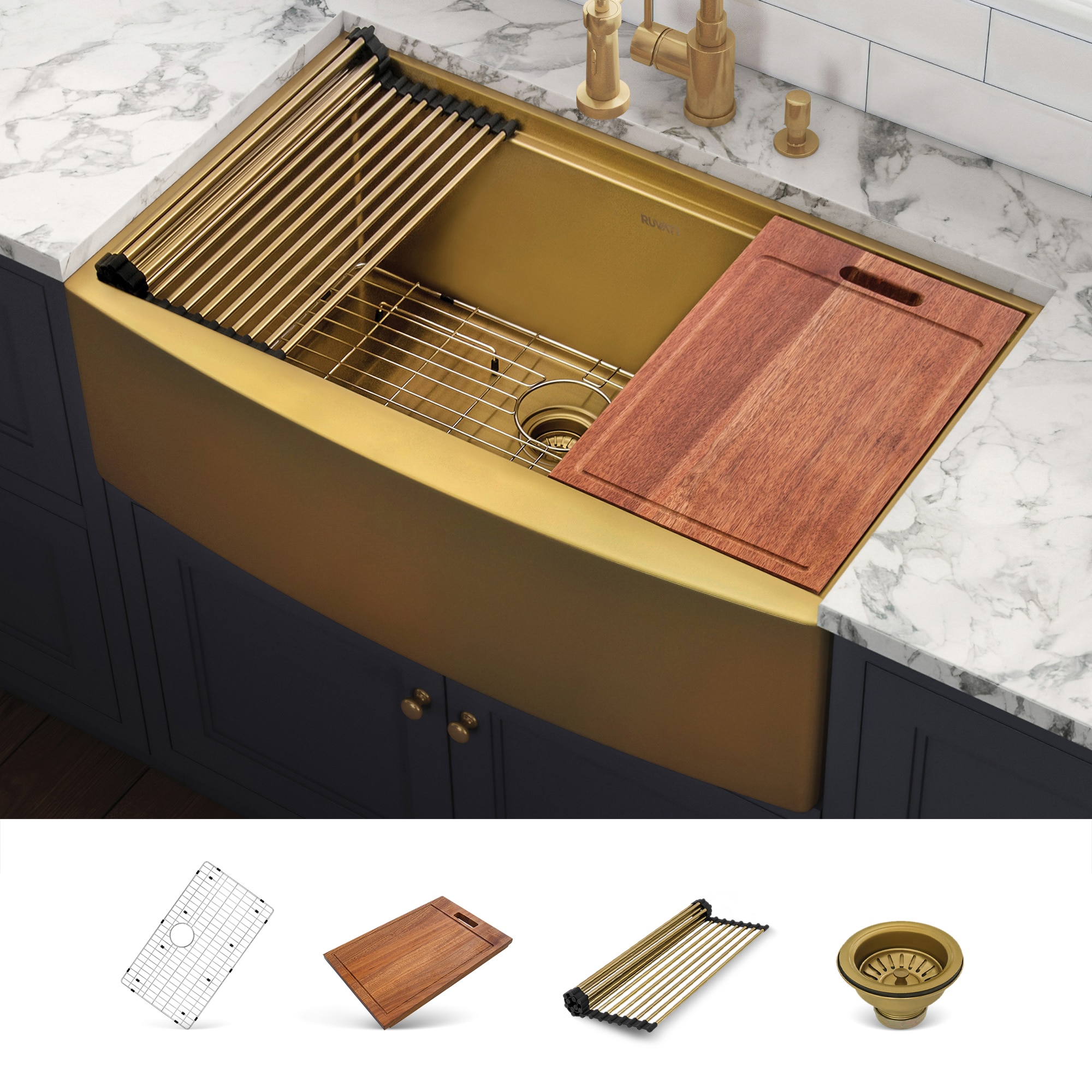 Ruvati RVH9106GG Monaco Undermount 30-Inches x 22-Inches Stainless steel Single bowl 16 -Gauge Kitchen Sink