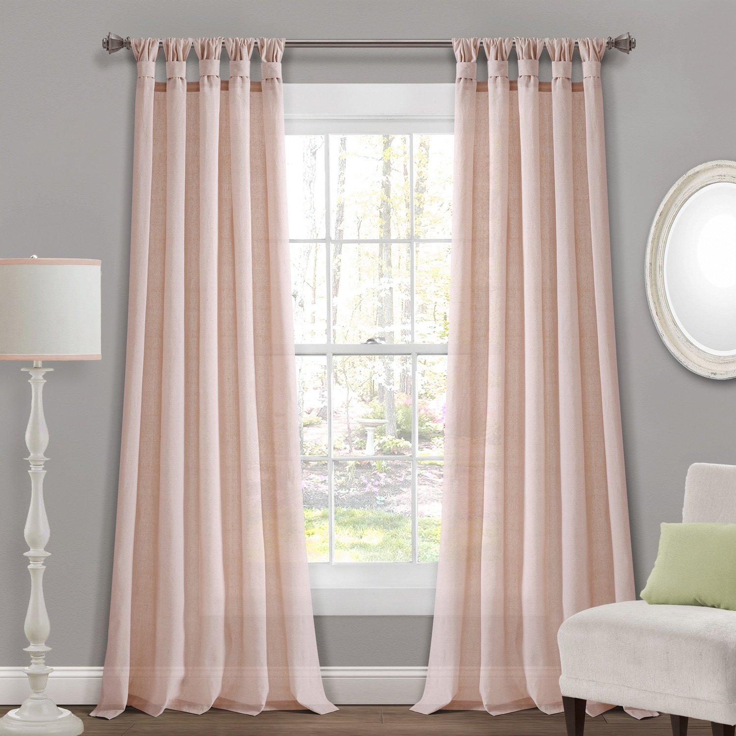 Lush Decor 16T004250 84-Inches Blush Top tab Curtain panel pair