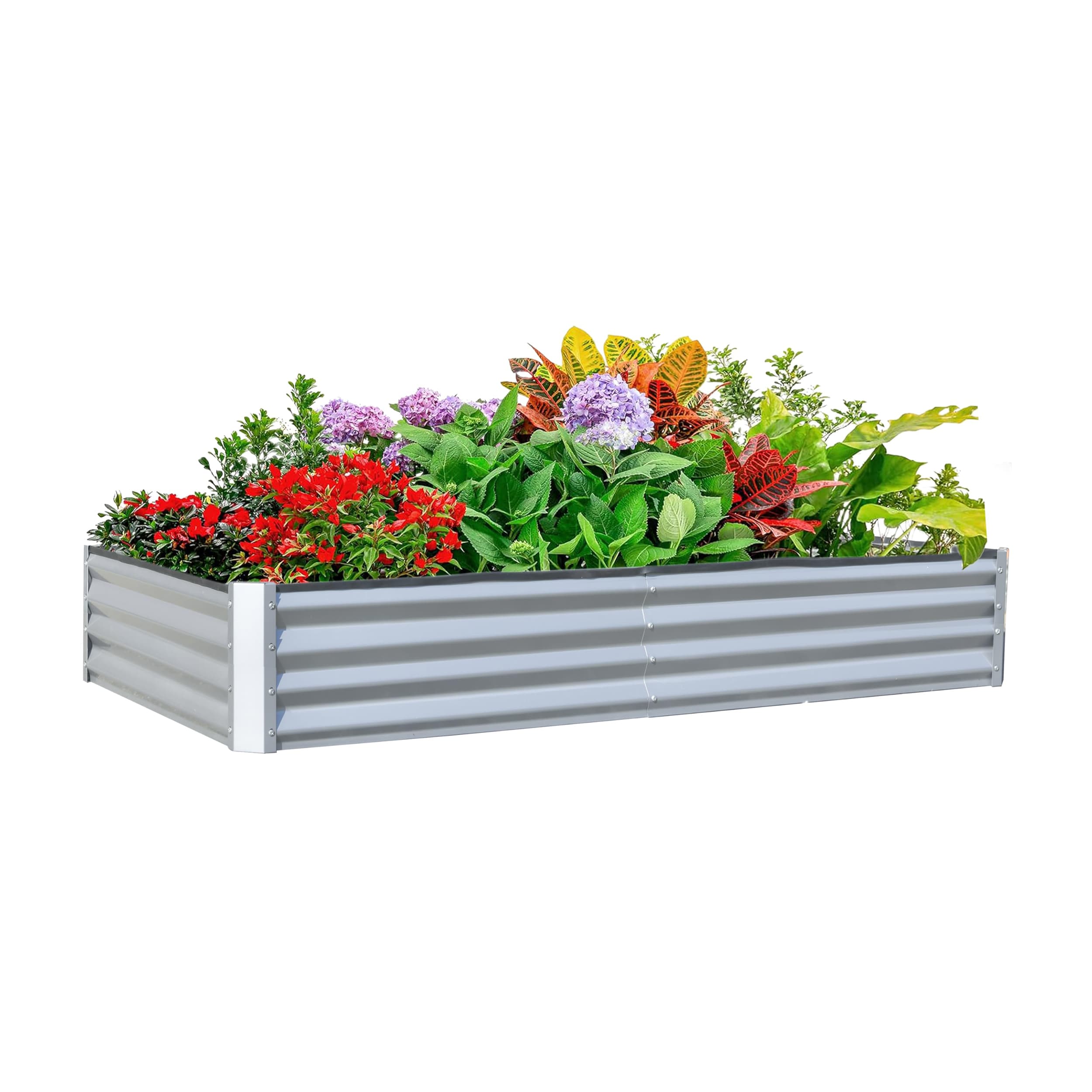 AHIOU HOME ZAAHG-P197882GB 16.1-cu ft 35.43-in W x 70.87-in L x 11.81-in H Silver Galvanized Metal Raised Garden Bed