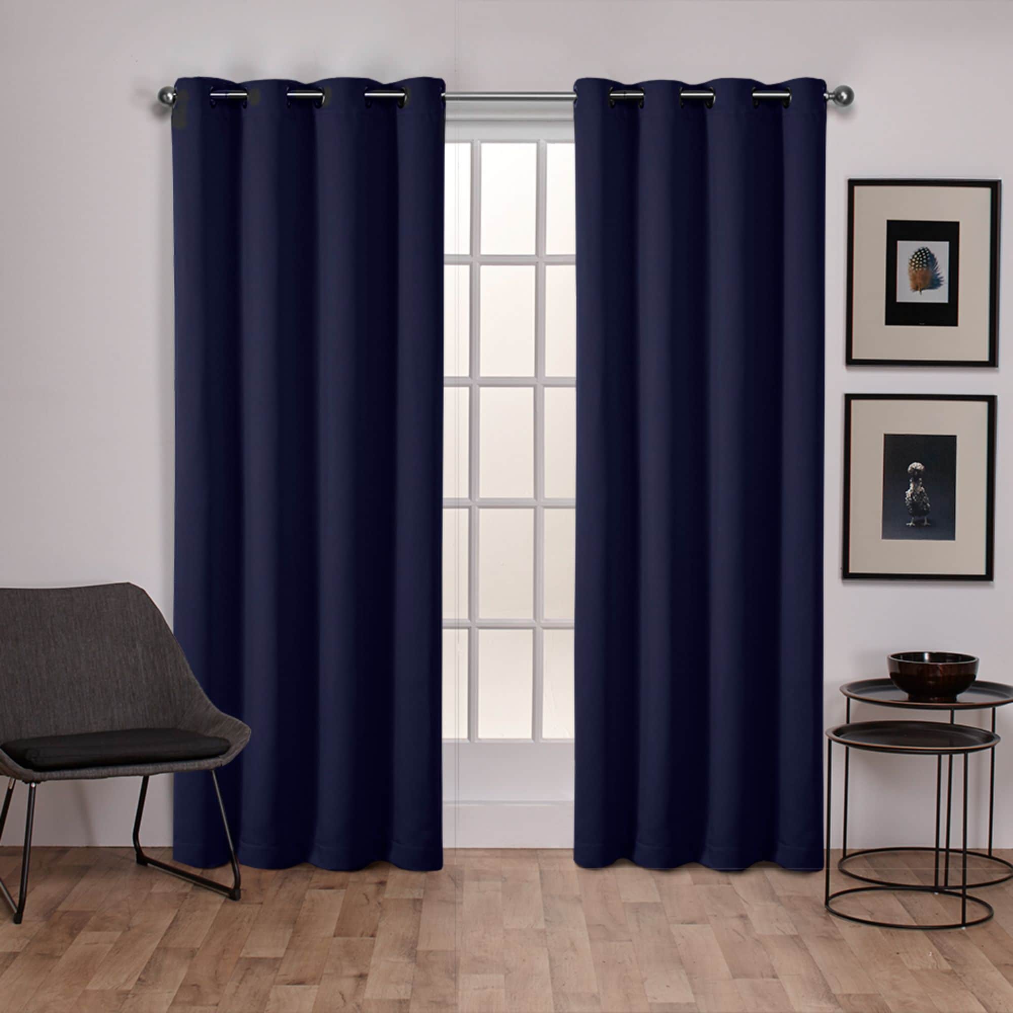 Exclusive Home EH7982-08 2-96G 96-in Peacoat Blue Room darkening Interlined Grommet Curtain panel pair