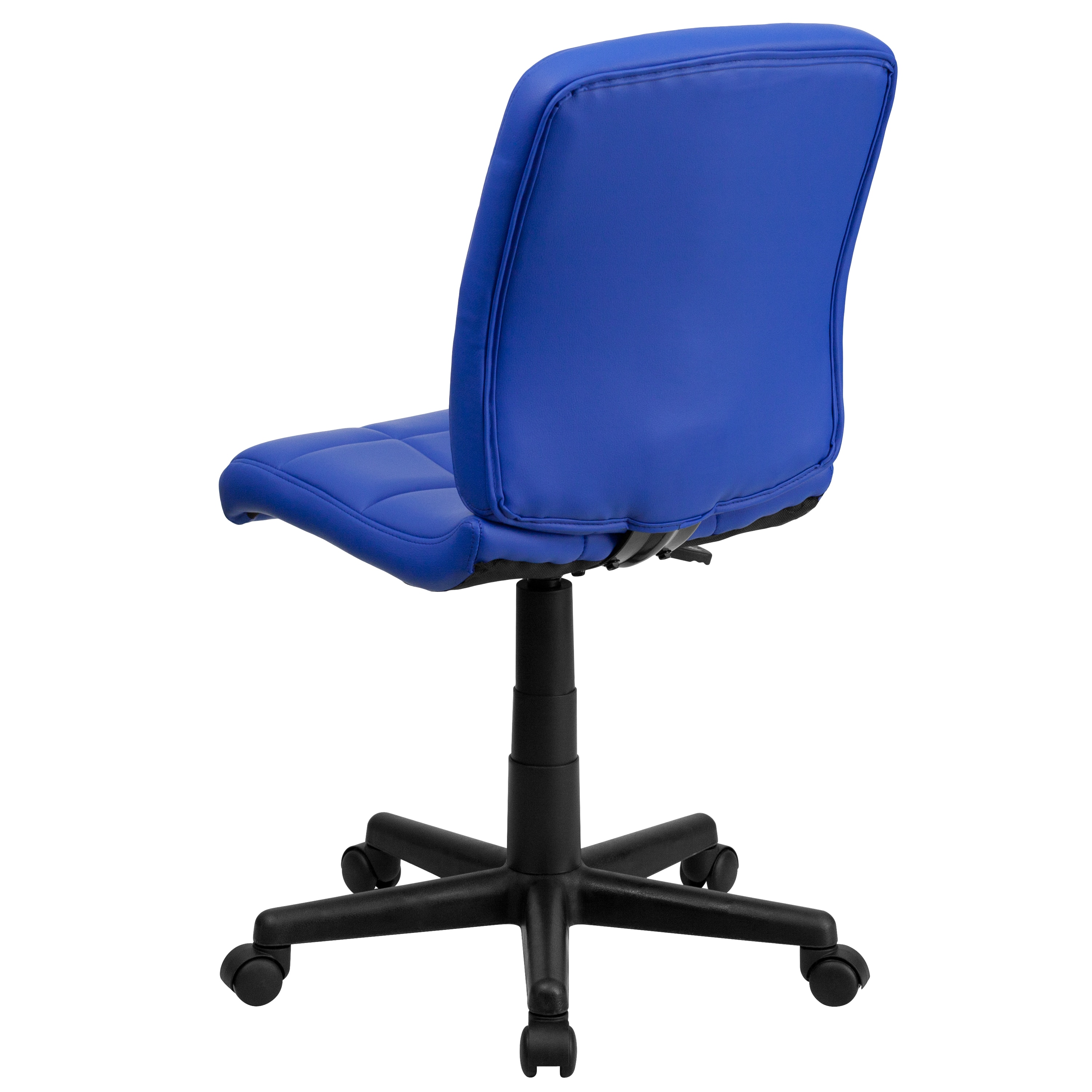 Mid-Back Blue Quilted Vinyl Armless Task Chair