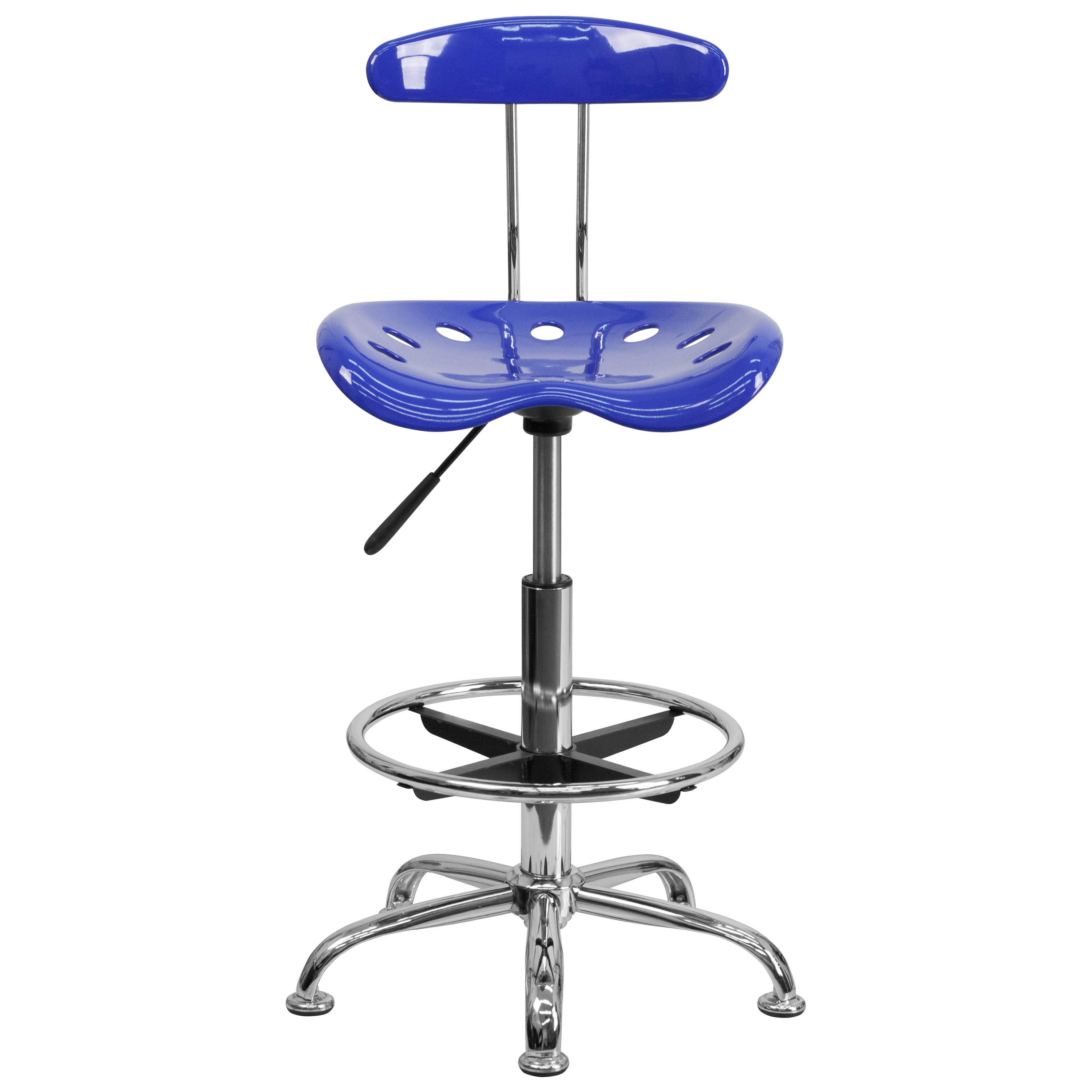 Nautical Blue Adjustable Swivel Metal and Acrylic Drafting Stool
