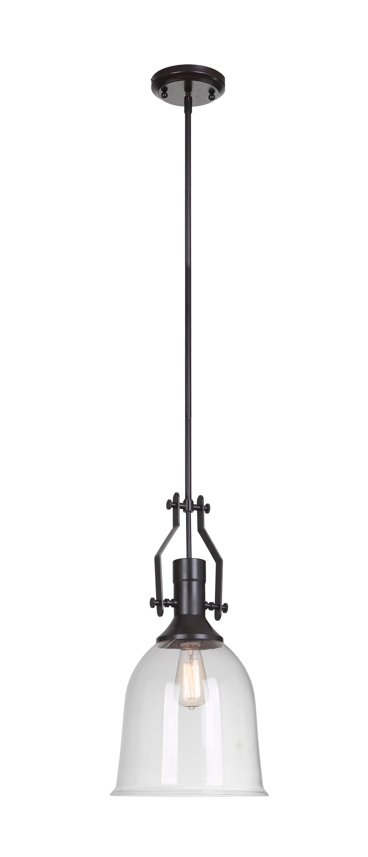 Craftmade P565OB1 Oiled Bronze Transitional Clear Glass Bell Hanging Pendant Light