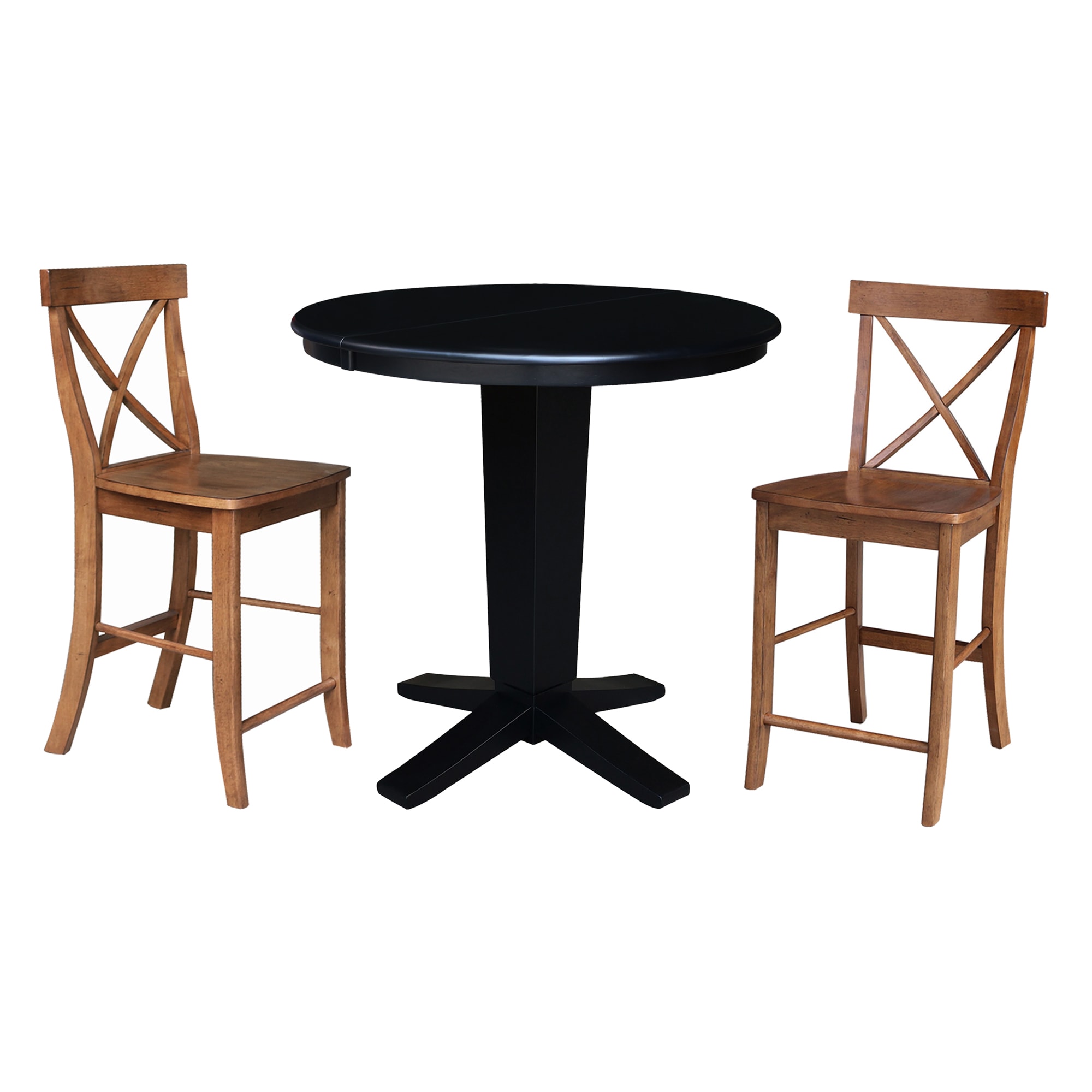 International Concepts K46-36RXT-23S4261322 Black/Distressed Oak Traditional Dining Room Set with Round Table ( Seats 4 )
