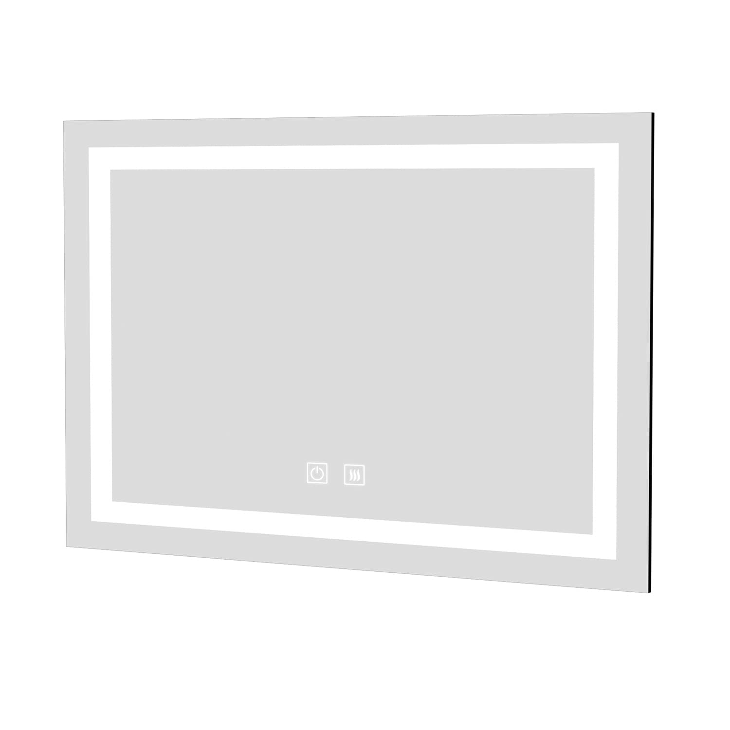 Bybafun 48-in X 36-in Frameless Rectangle Dimmable Lighted Fog Free ...