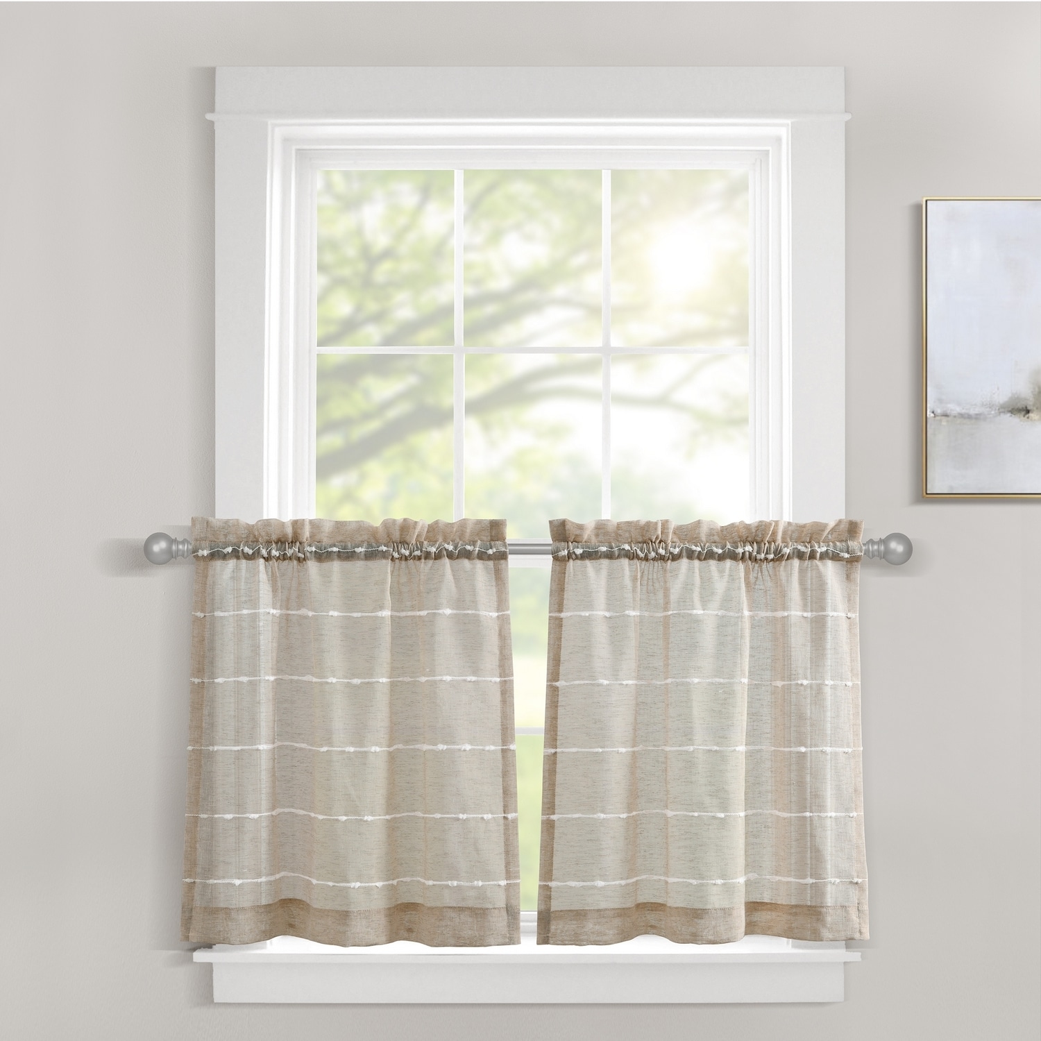 Lush Decor 21T012450 36-Inches Neutral Semi-sheer Rod pocket Curtain panel pair