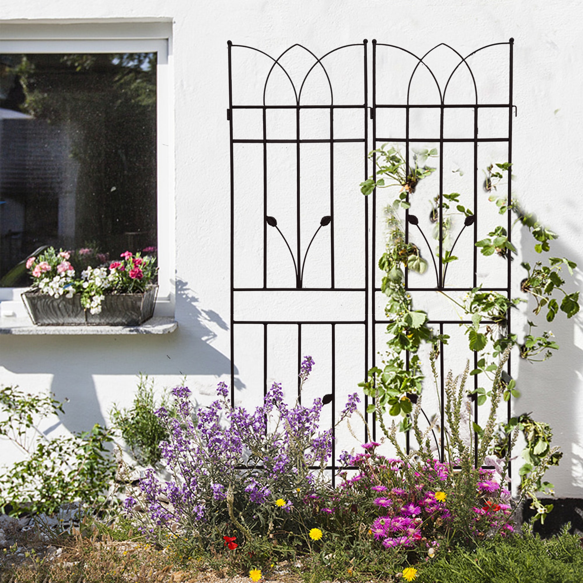 PetriMins - 2 Pack Metal Garden Trellis 71 x 17.7 Rustproof Trellis for Climbing Plants Outdoor F...
