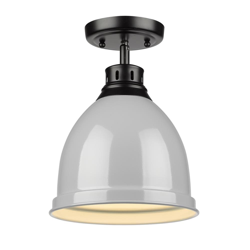 Golden Lighting 3602-FM BLK-GY Duncan 1 -Light 8.88-in Matte Black Flush Mount Light