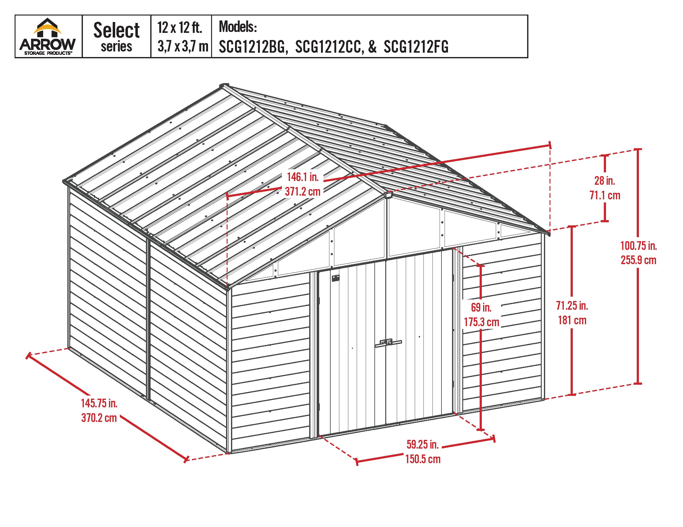 Arrow SCG1212BG Metal-Storage-Buildings-Sheds - View #13