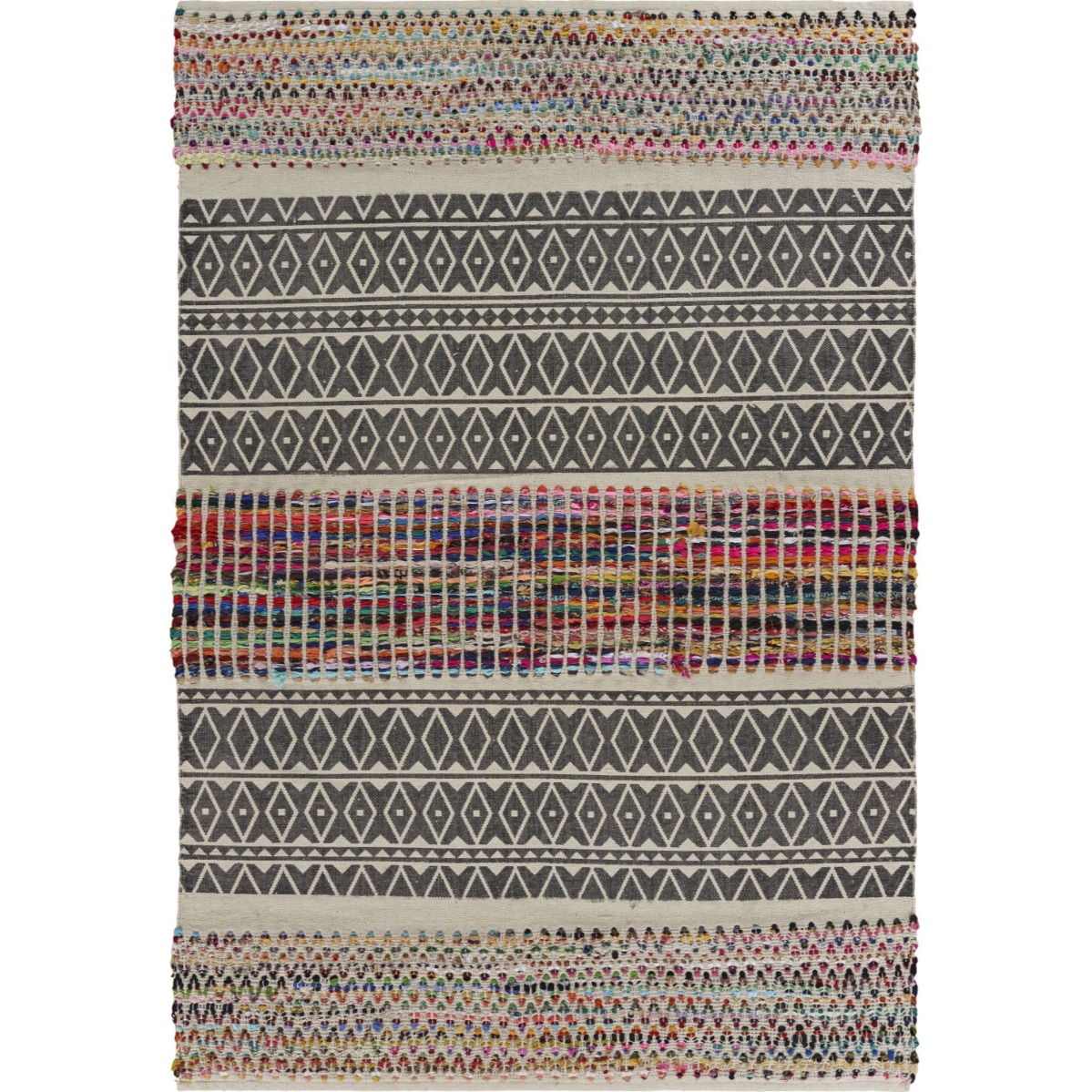 HomeRoots 4000396298 5 x 7 (ft) Cotton Orange Yellow Blue Green Red Rectangular Indoor Area rug
