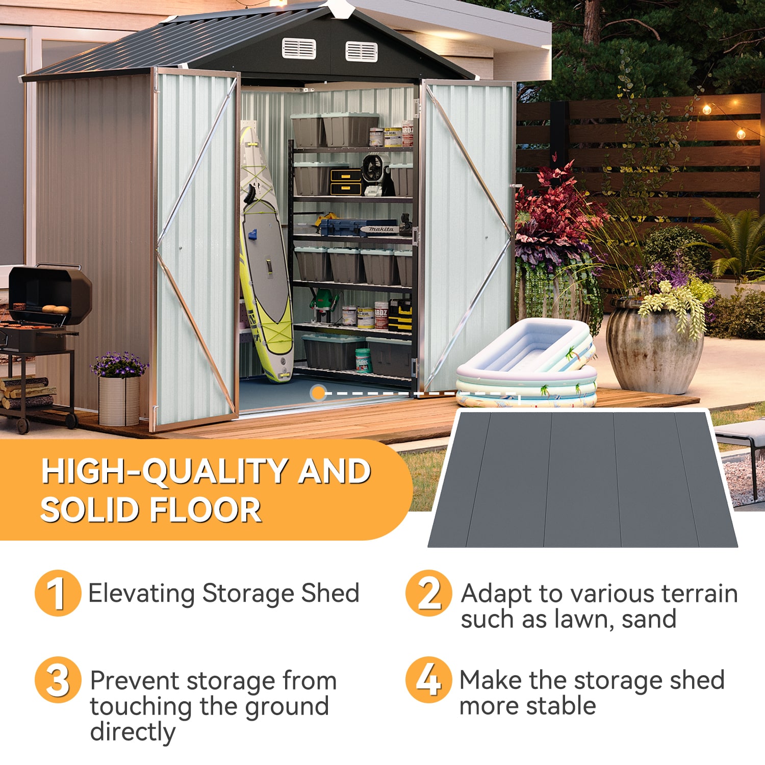AOXUN AX-40716R Metal-Storage-Buildings-Sheds - View #3