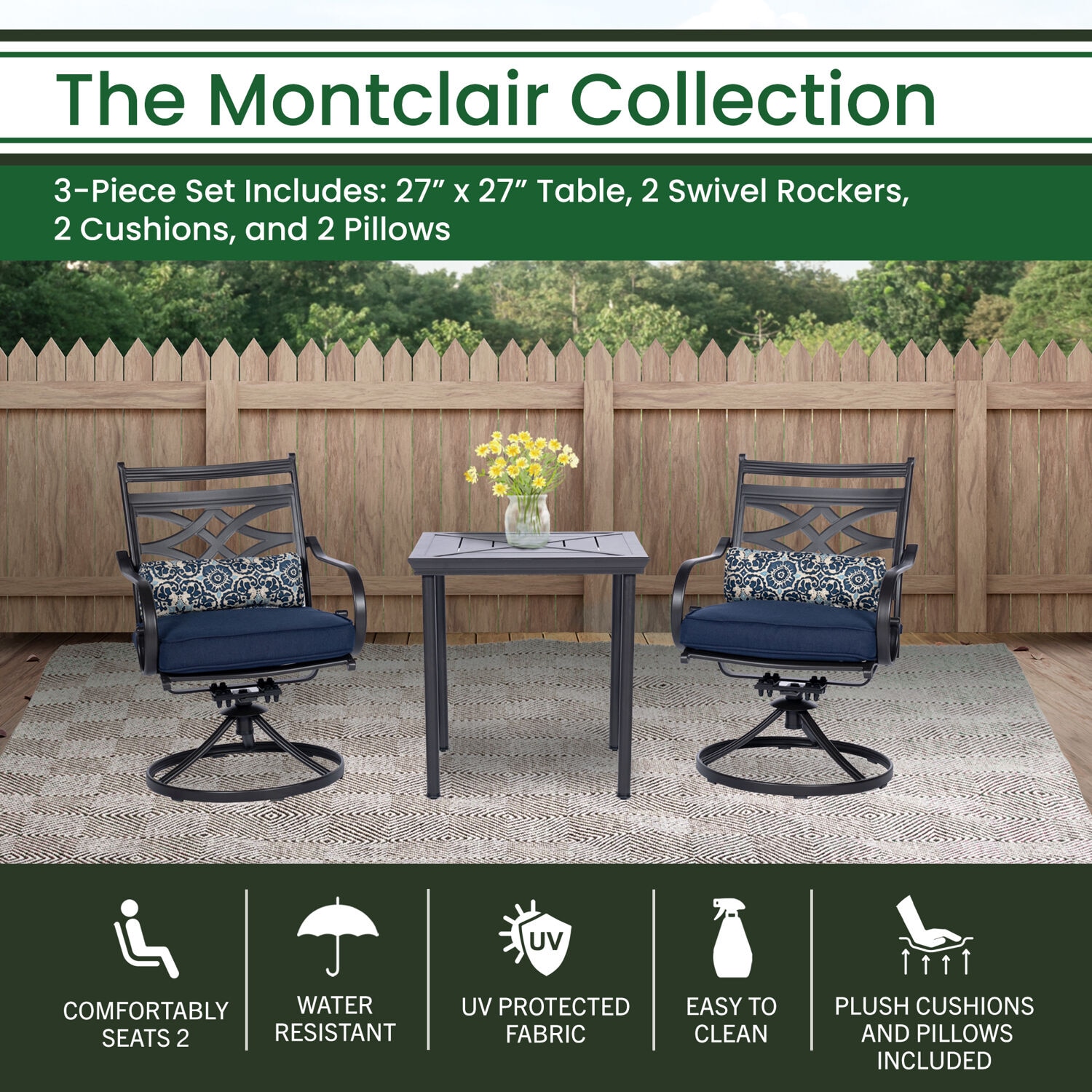 Hanover MCLRDN3PCSW2-NVY Patio-Dining-Sets - View #5
