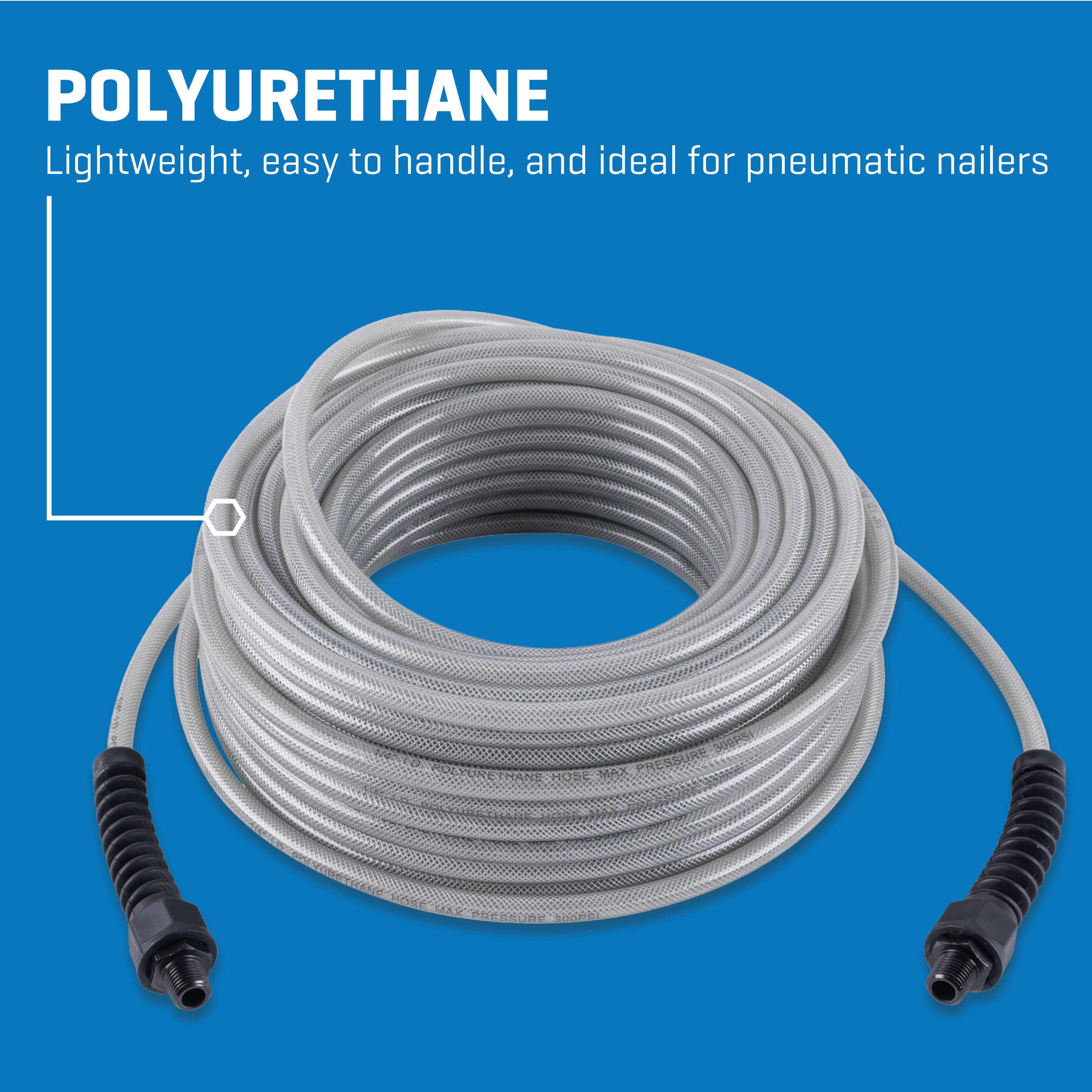 14-100 1/4 x 100' Poly Air Hose - Field Repairable End Fittings