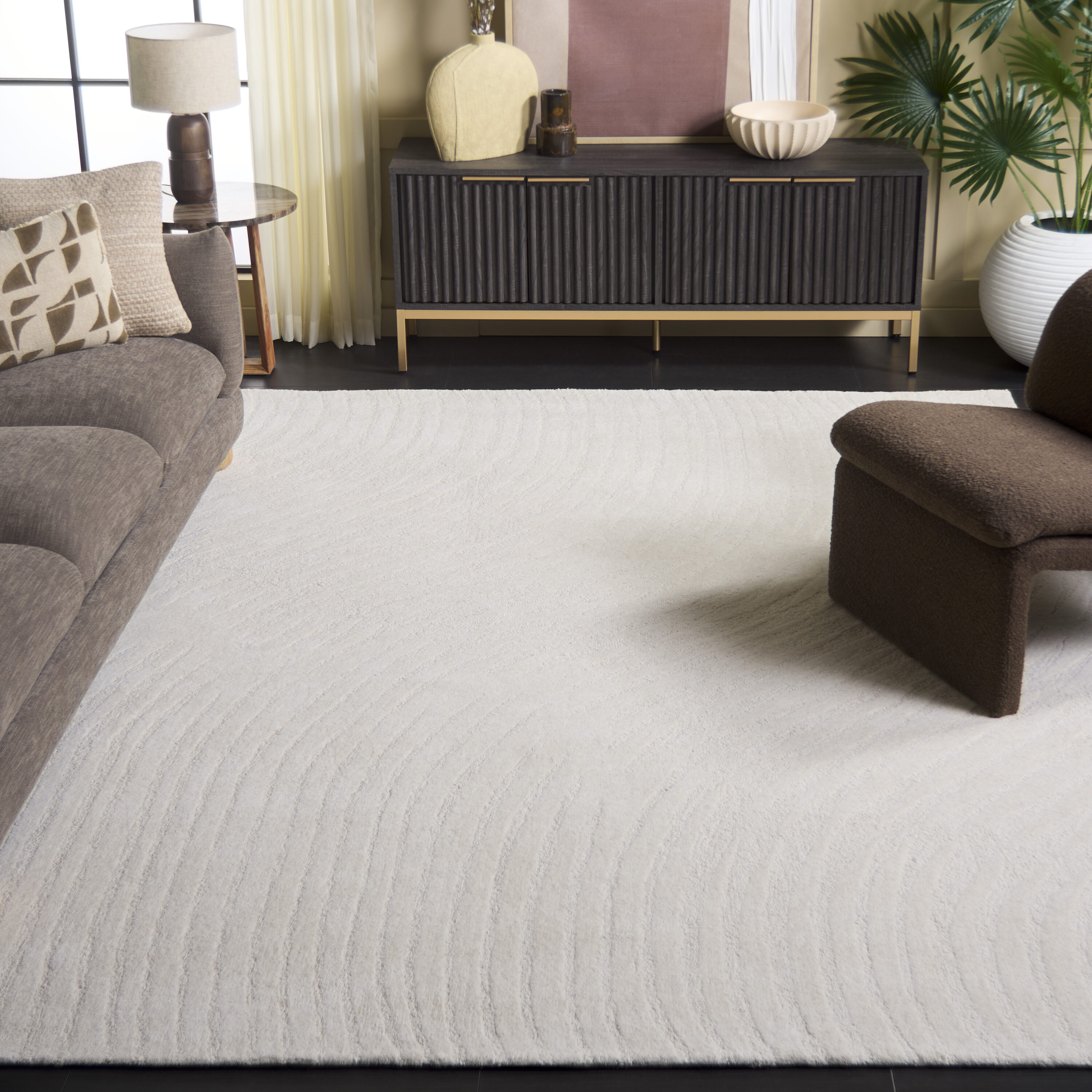 Pine 8 x 10 (ft) Tufted Wool Ivory Rectangular Indoor Solid Professionally Clean Only Area rug