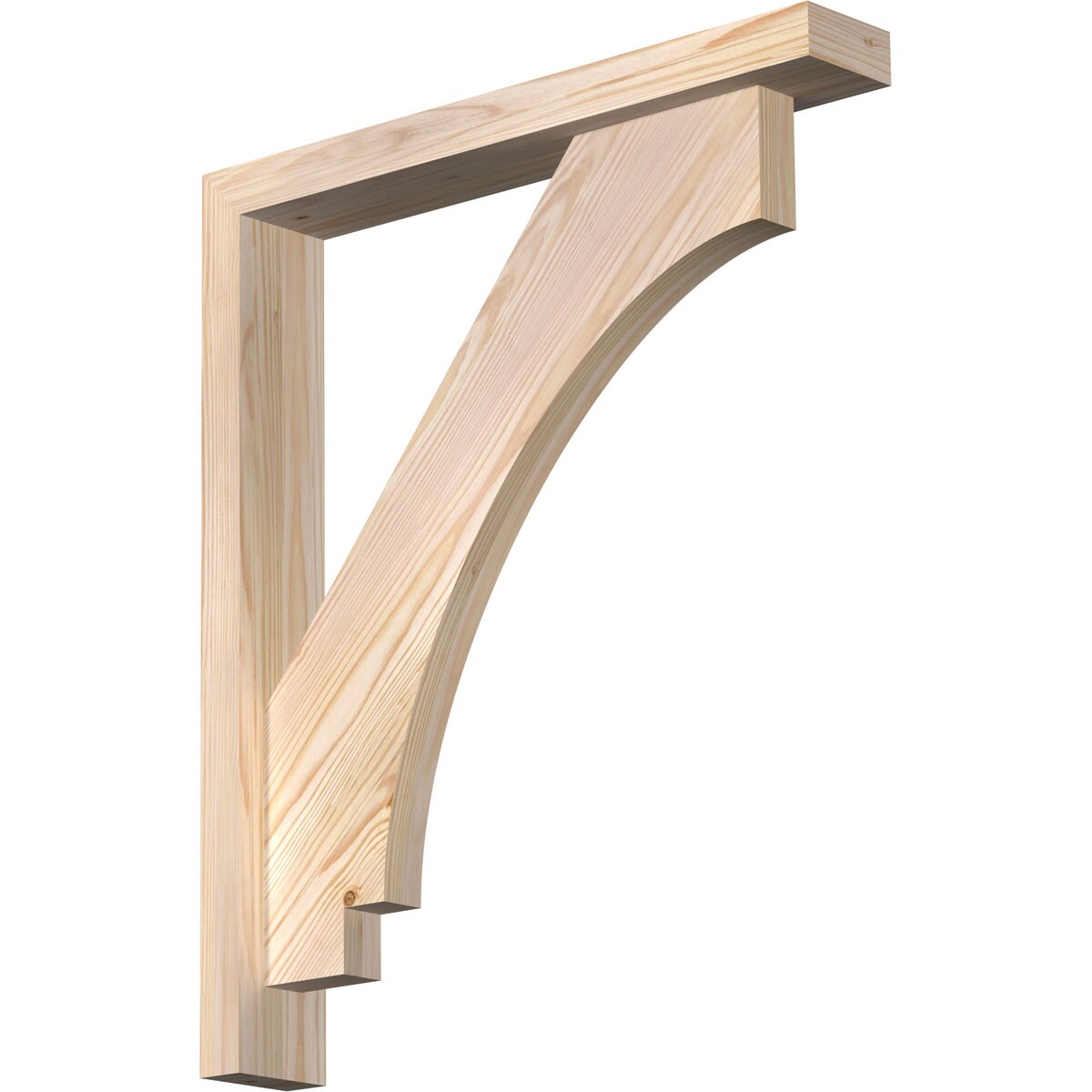 Ekena Millwork 1462921 Imperial Block Smooth Bracket with Offset Brace Douglas Fir Wood Standard Bracket