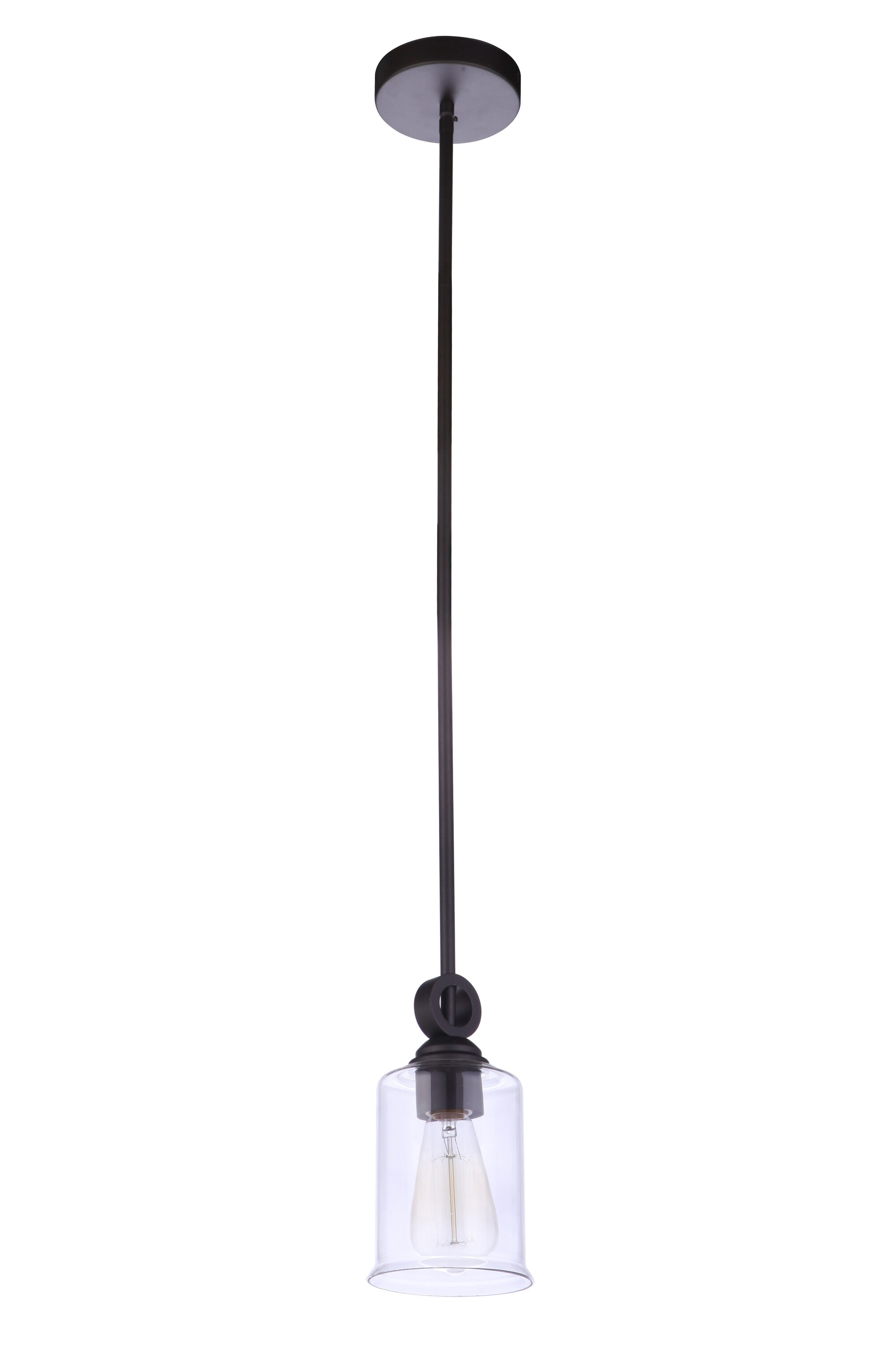 Craftmade 56491-ESP Romero Espresso Transitional Clear glass Cylinder Mini Hanging Pendant light