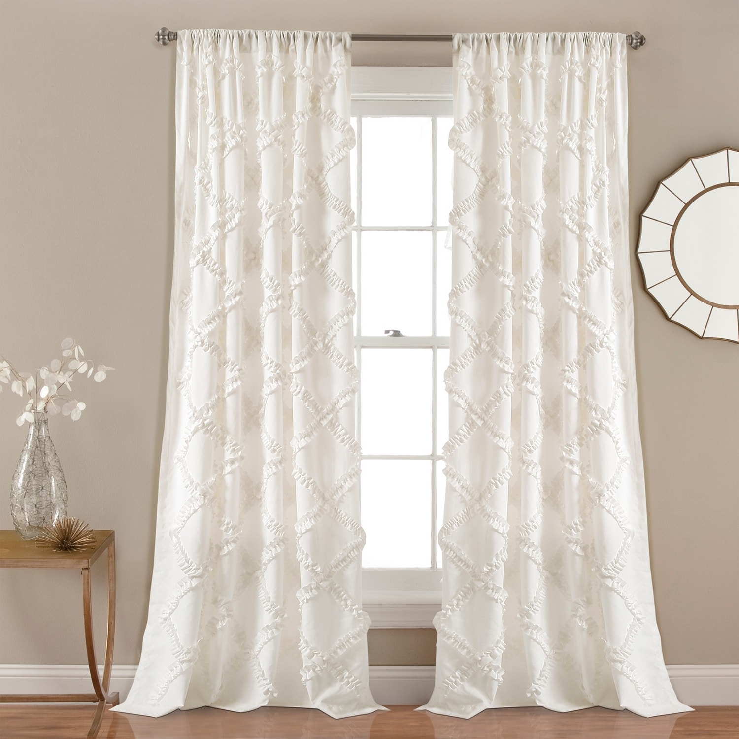Lush Decor 16T001433 84-Inches White Rod pocket Curtain panel pair