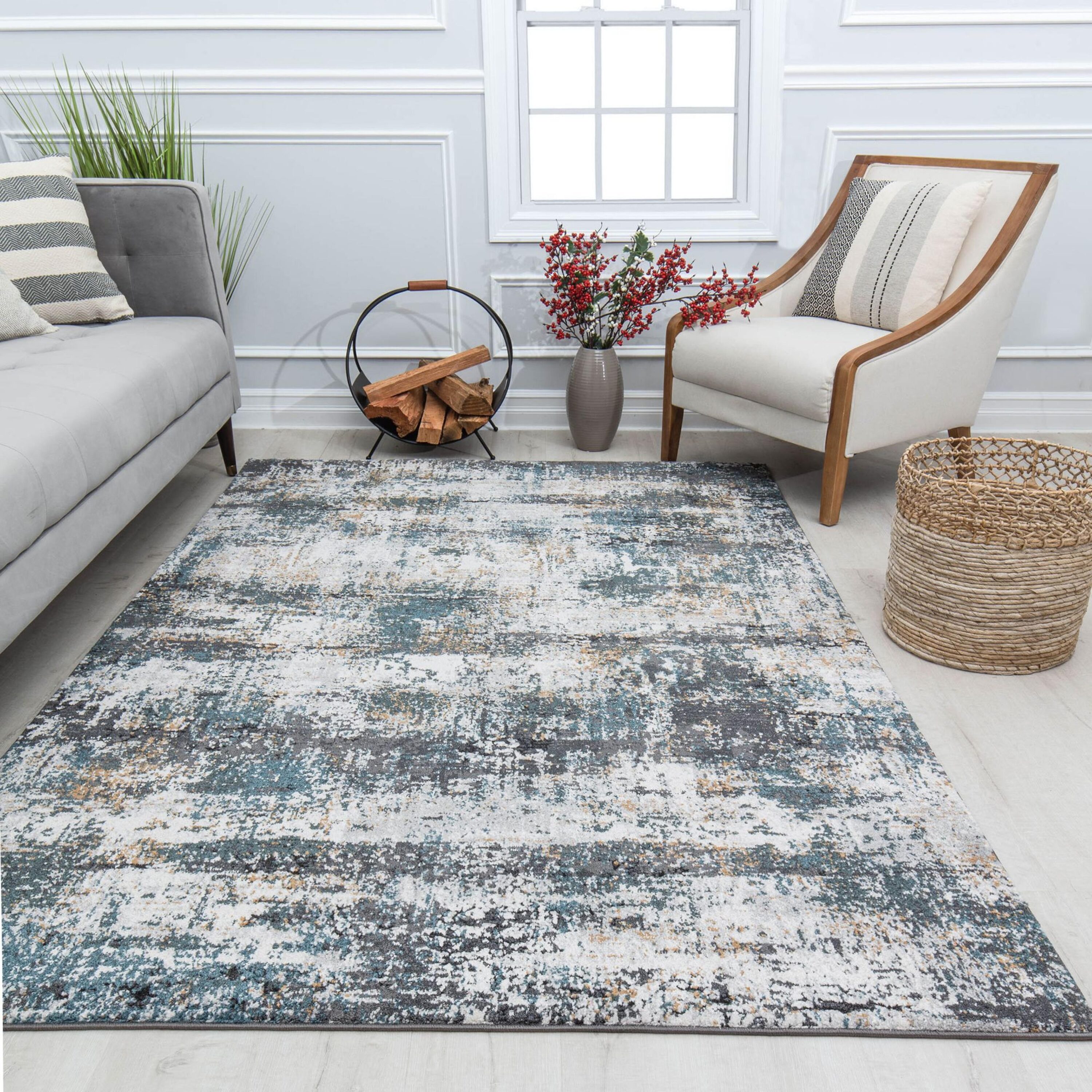 Rugs America Bentley 2 X 4 (ft) Jazzy Blues Indoor Abstract Vintage ...