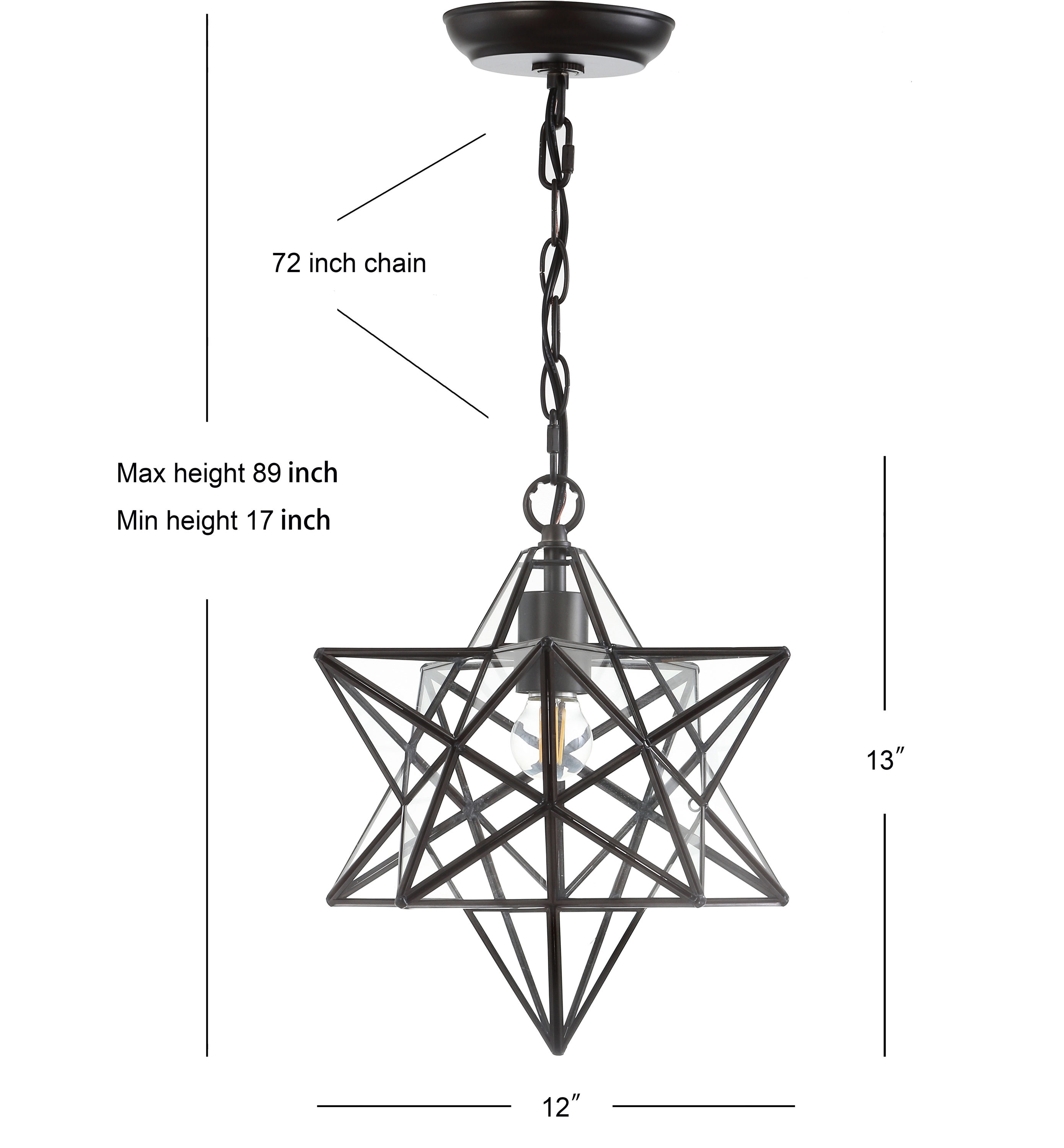 Stella 12" Oil Rubbed Bronze Star-Shaped LED Pendant with Clear Glass