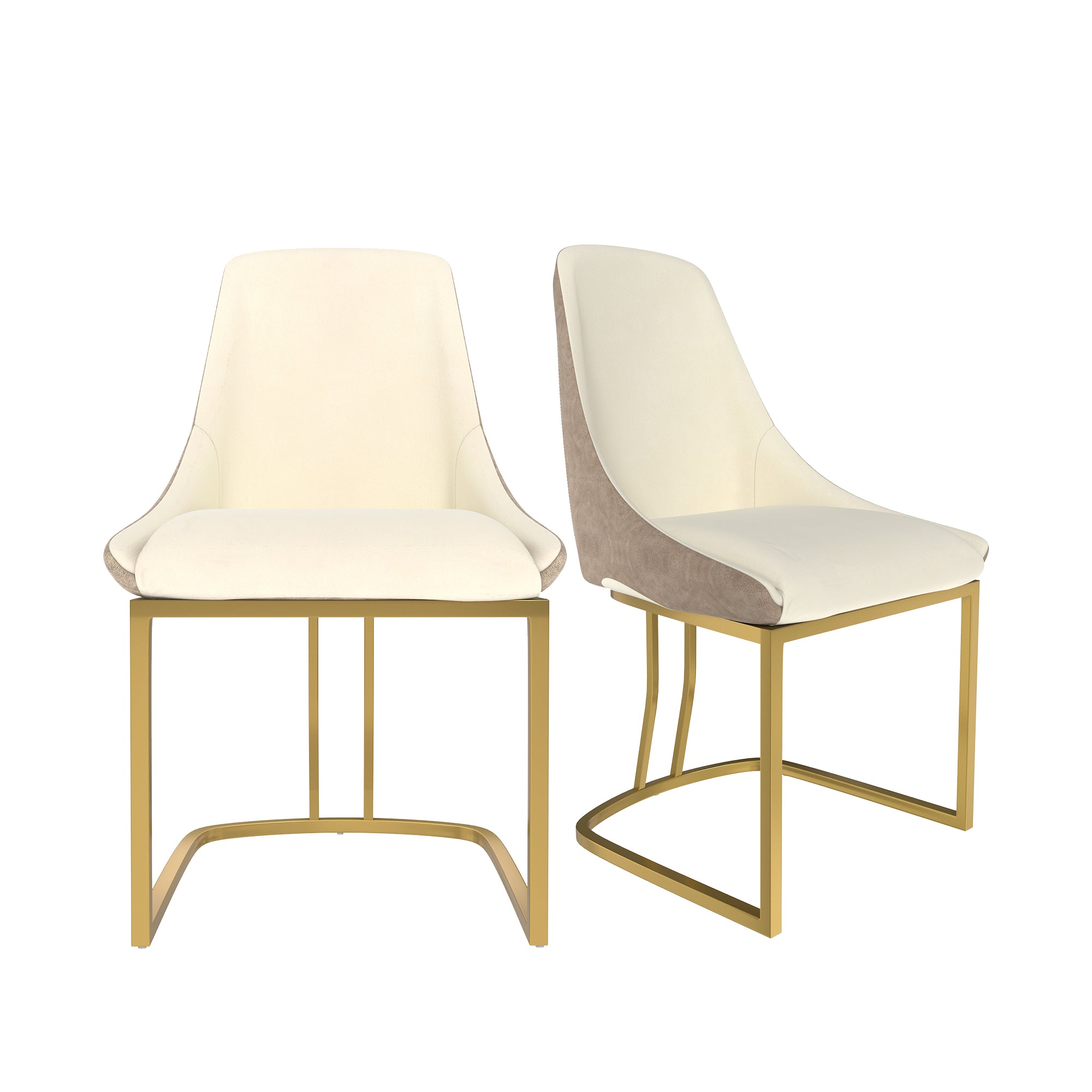 Boyel Living BLDC2432BE Beige PU Modern Dining Side Chair with Metal Legs and Swivel Leveling Feet (Set of 2)