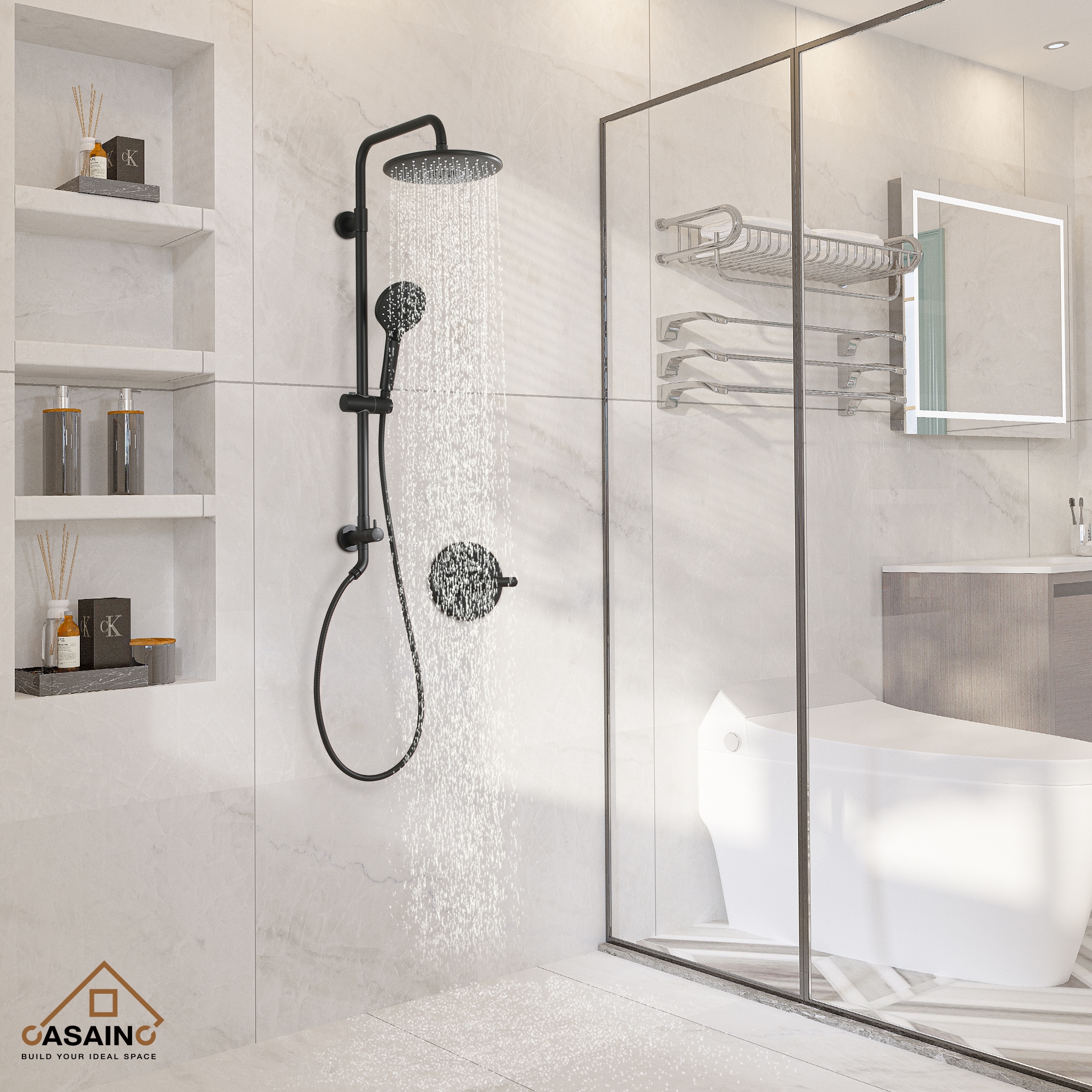 CASAINC CS1913-MB Showerhead-Bar-Panels - View #3
