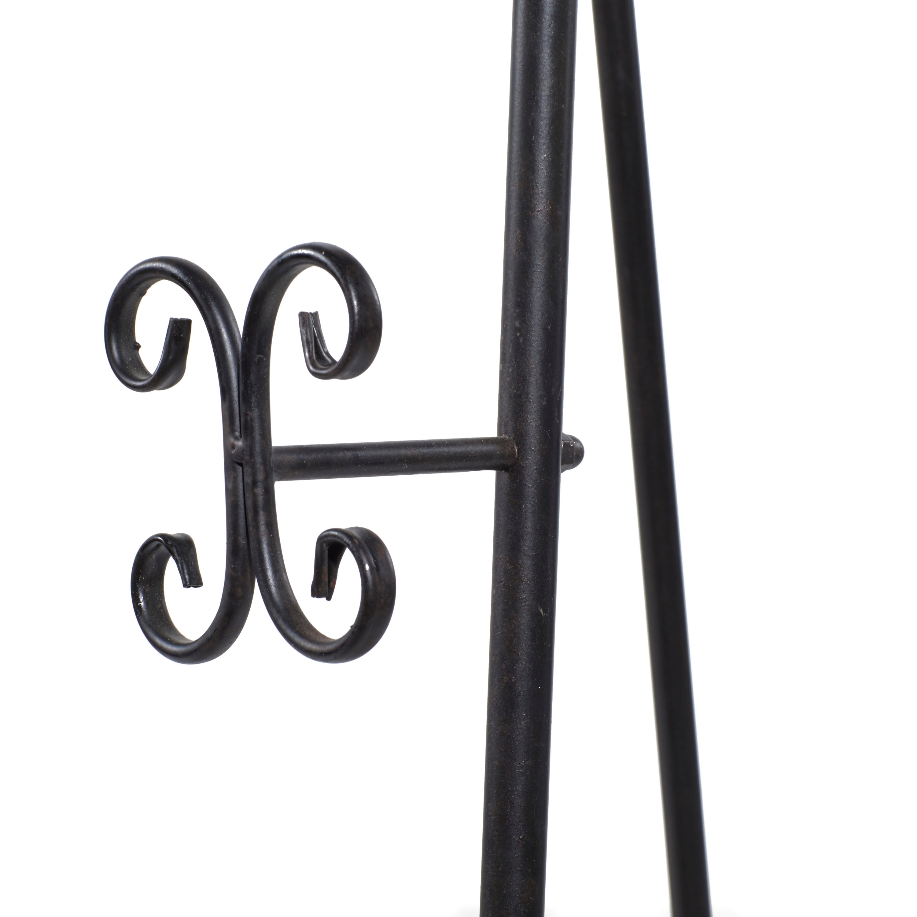 Black Metal Scroll Adjustable Floor Easel with Chain Support