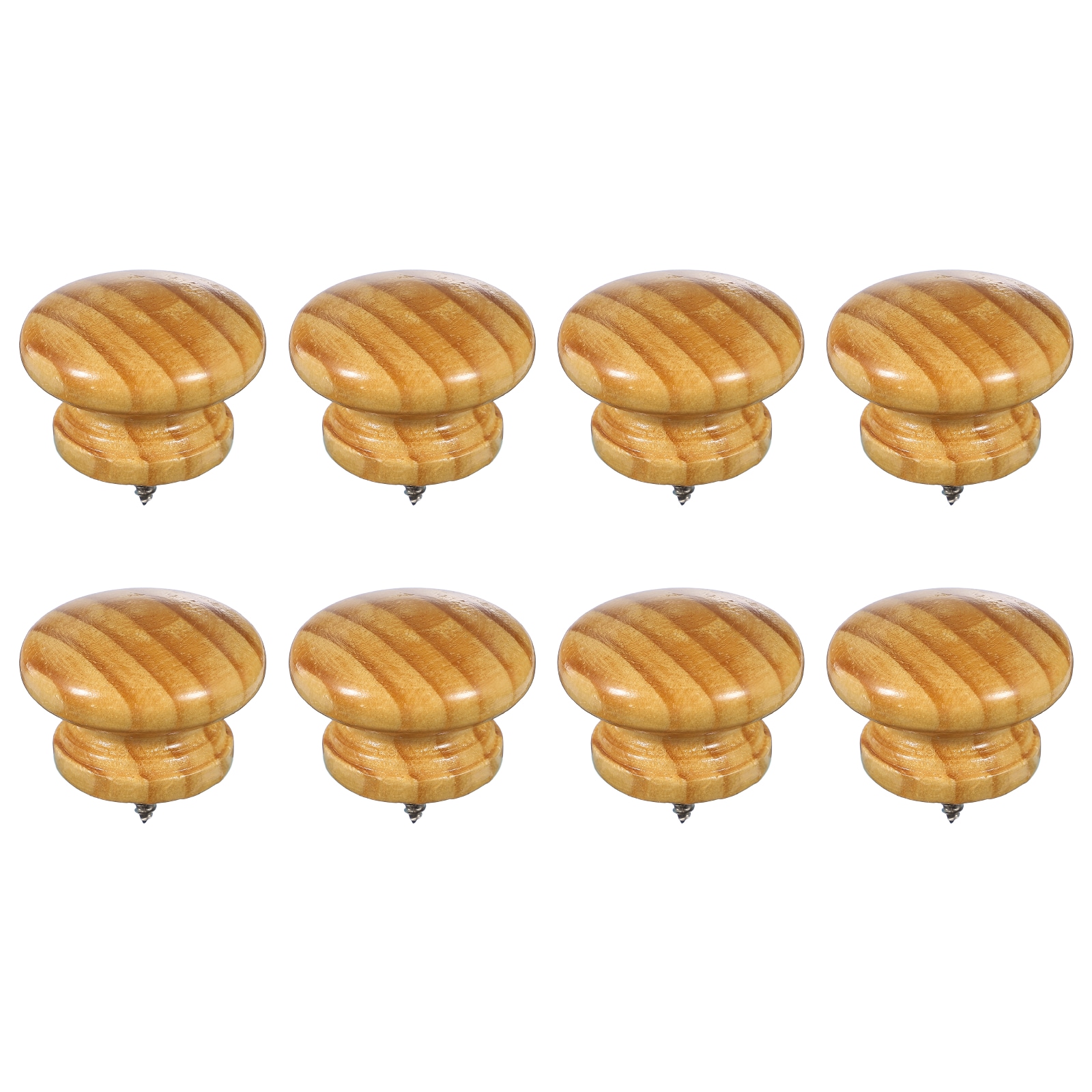 Unique Bargains 8pcs Wood Cabinet Knobs Round Self-Tapping Solid Wooden Drawer Knobs Mushroom Pulls Handles for Furniture Closet Dresser Wardrobes Beige (1-9/16in Diameter 1-1/16in Height)