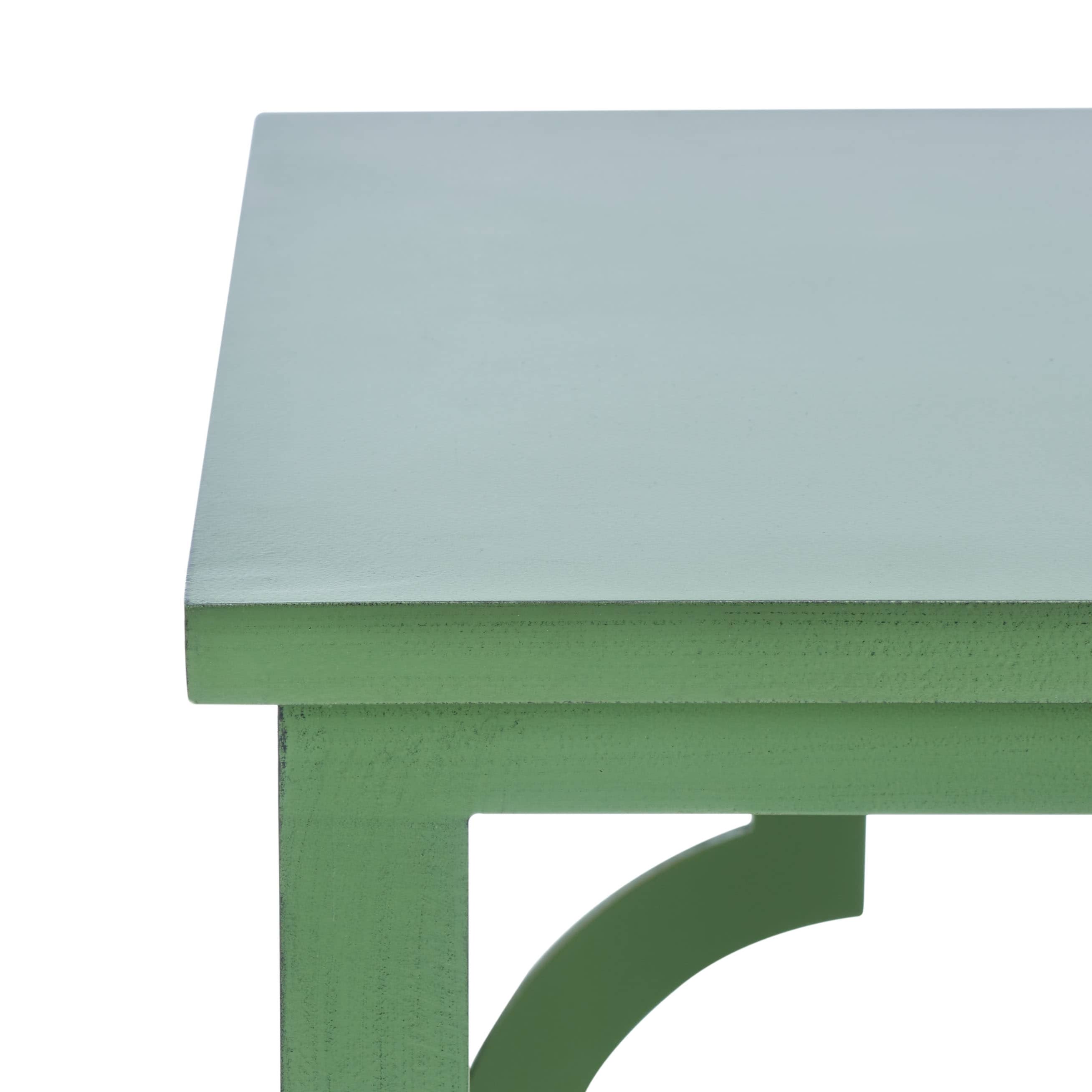 Milo Green Metal and Wood Quatrefoil End Table 26"