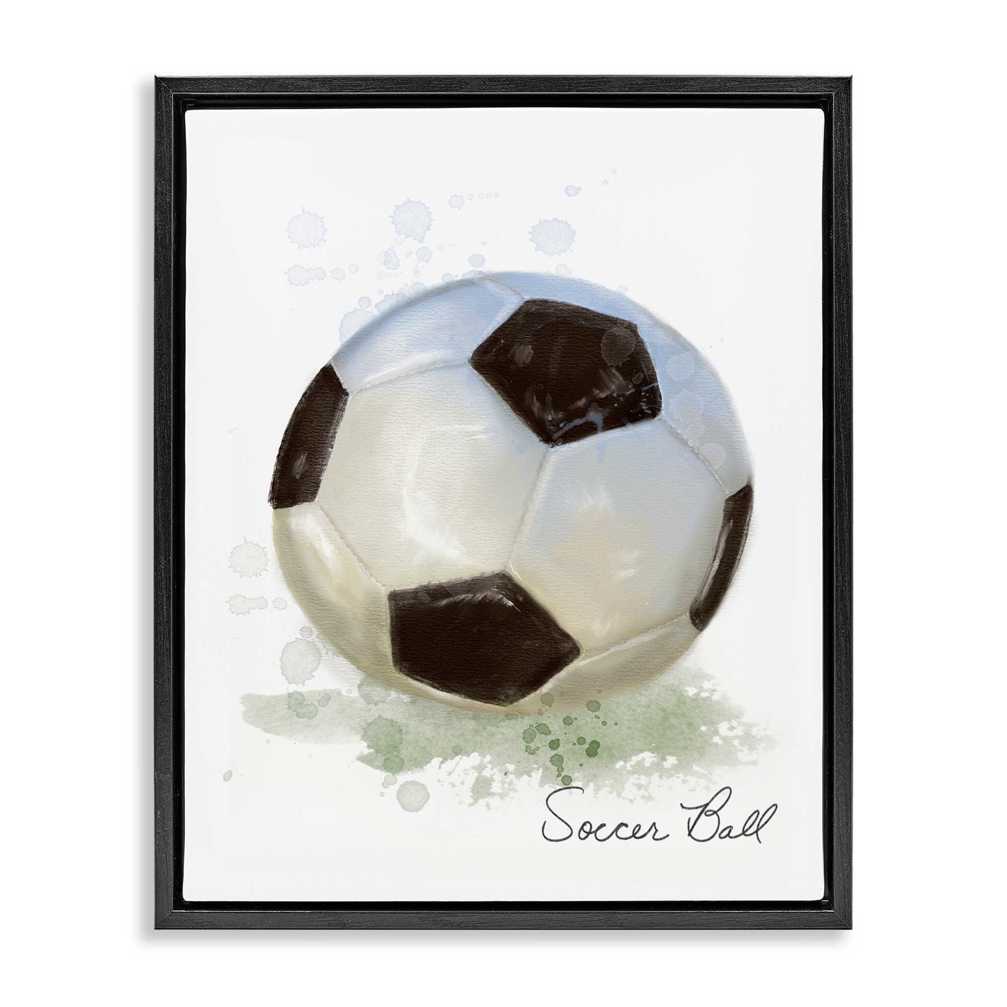 Stupell Industries BS-094-FFB-24X30 Soft Pastel Soccer Ball Black Framed Floater Canvas Wall Art By Matthew Piotrowicz 25 x 31