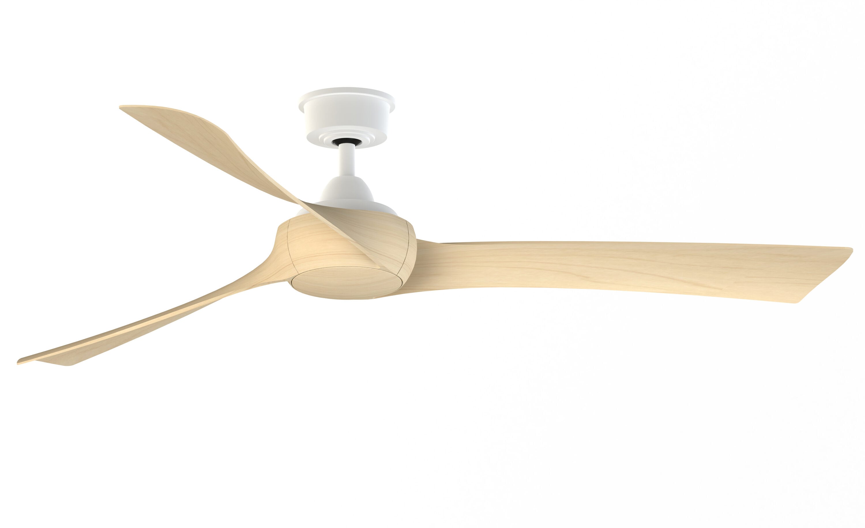 Fanimation Wrap Custom 64-in Outdoor Smart Matte White with Natural Blades Ceiling Fan Light Kit Compatible - Remote Included ( 3 -Blade ) 1510048