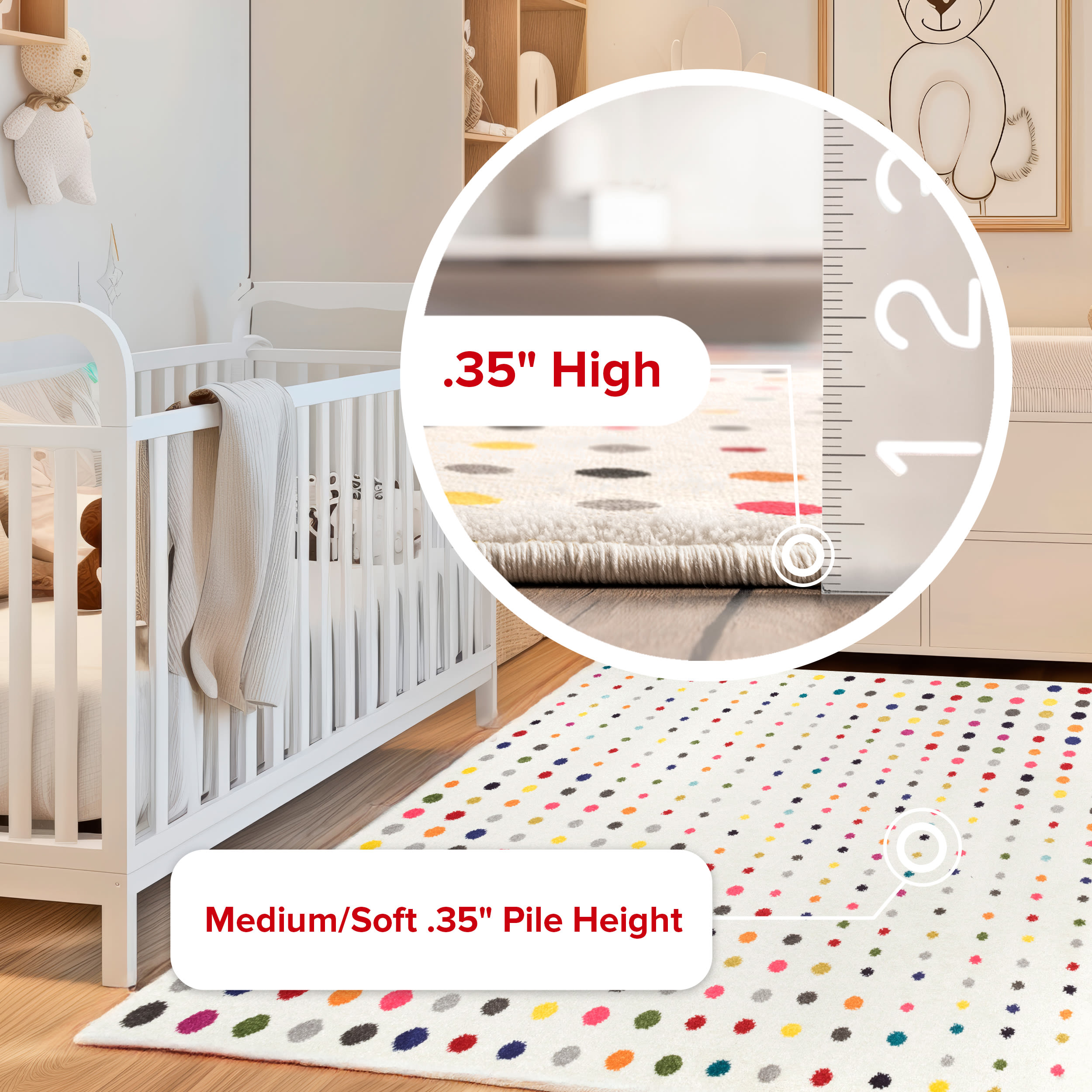 Albina 3' x 5' Multicolor Polka Dot Handmade Rug