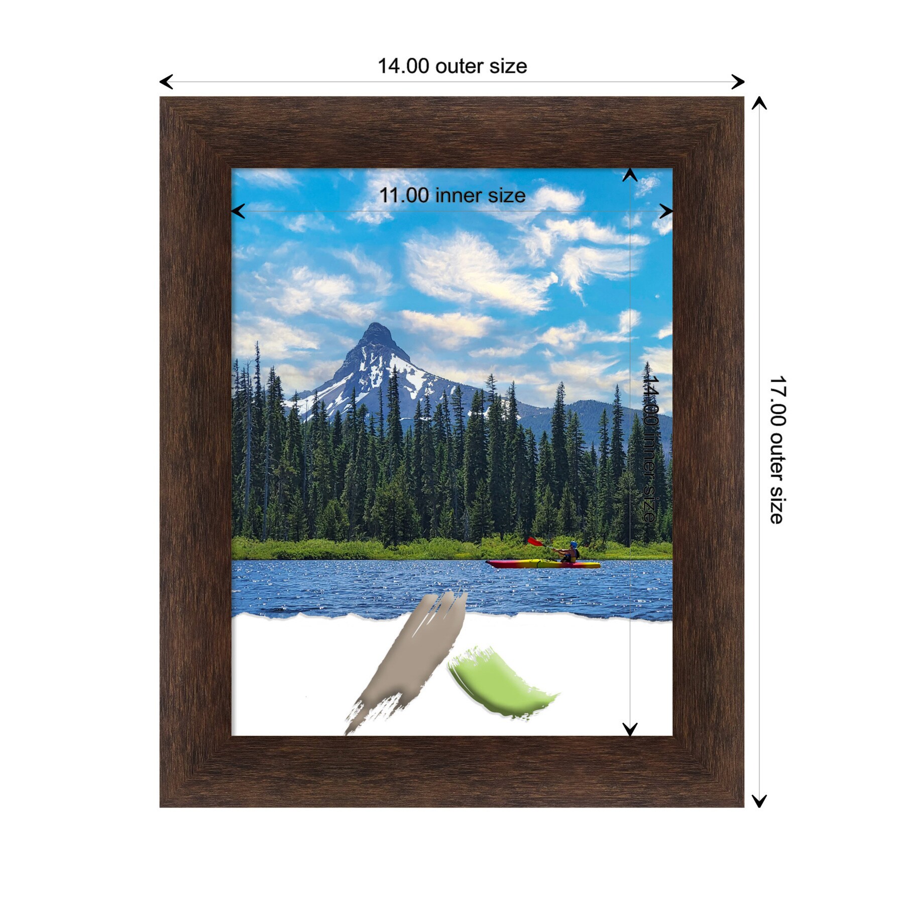 11"x14" Opening Size Narrow Wood Picture Frame Art Warm Walnut - Amanti Art: Includes Mounting Hardware, Acrylic Glazing
