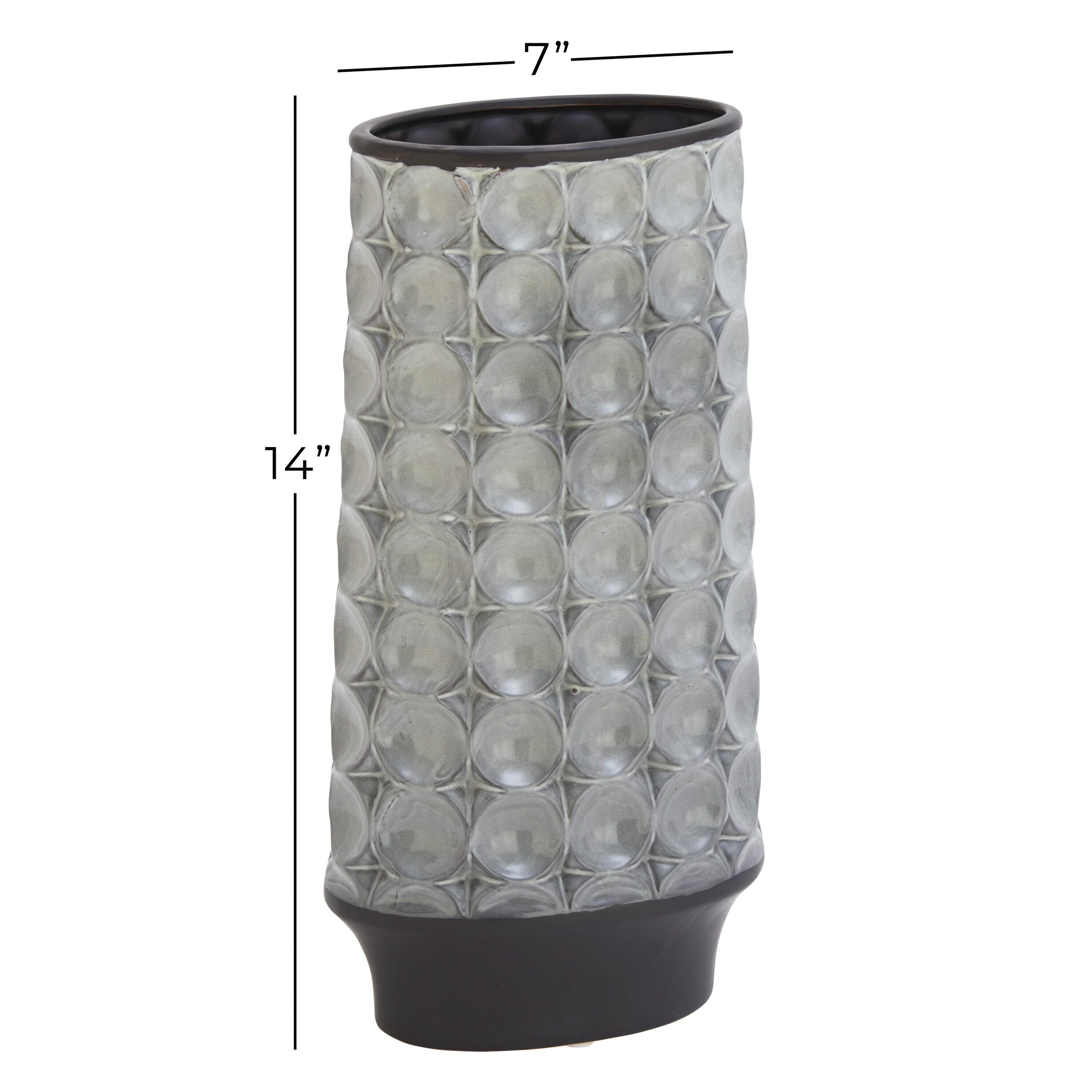Gray Textured Ceramic Decorative Table Vase