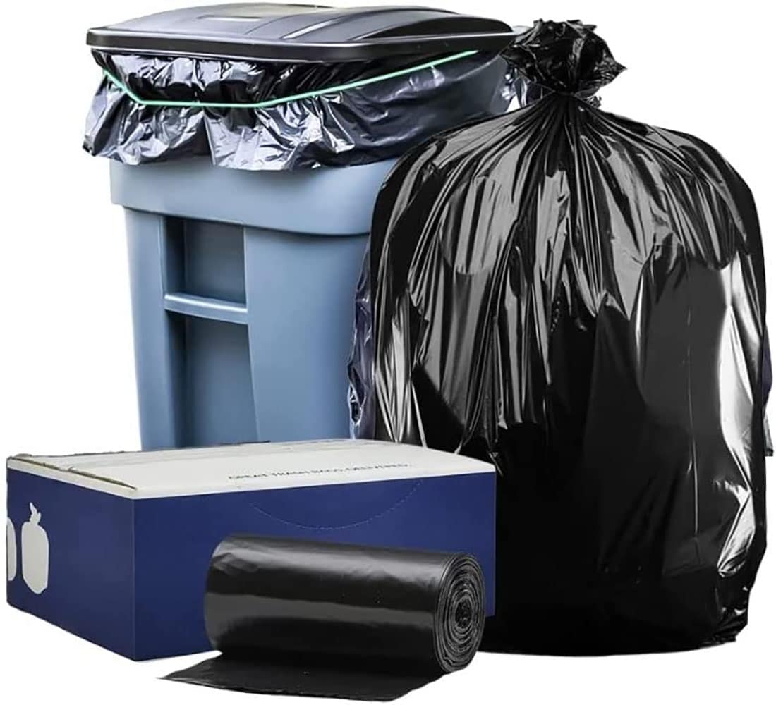 55 Gallon Clear Trash Bags, (50 Bags w/Ties) Large Clear Plastic Recycling  Garbage Bags.