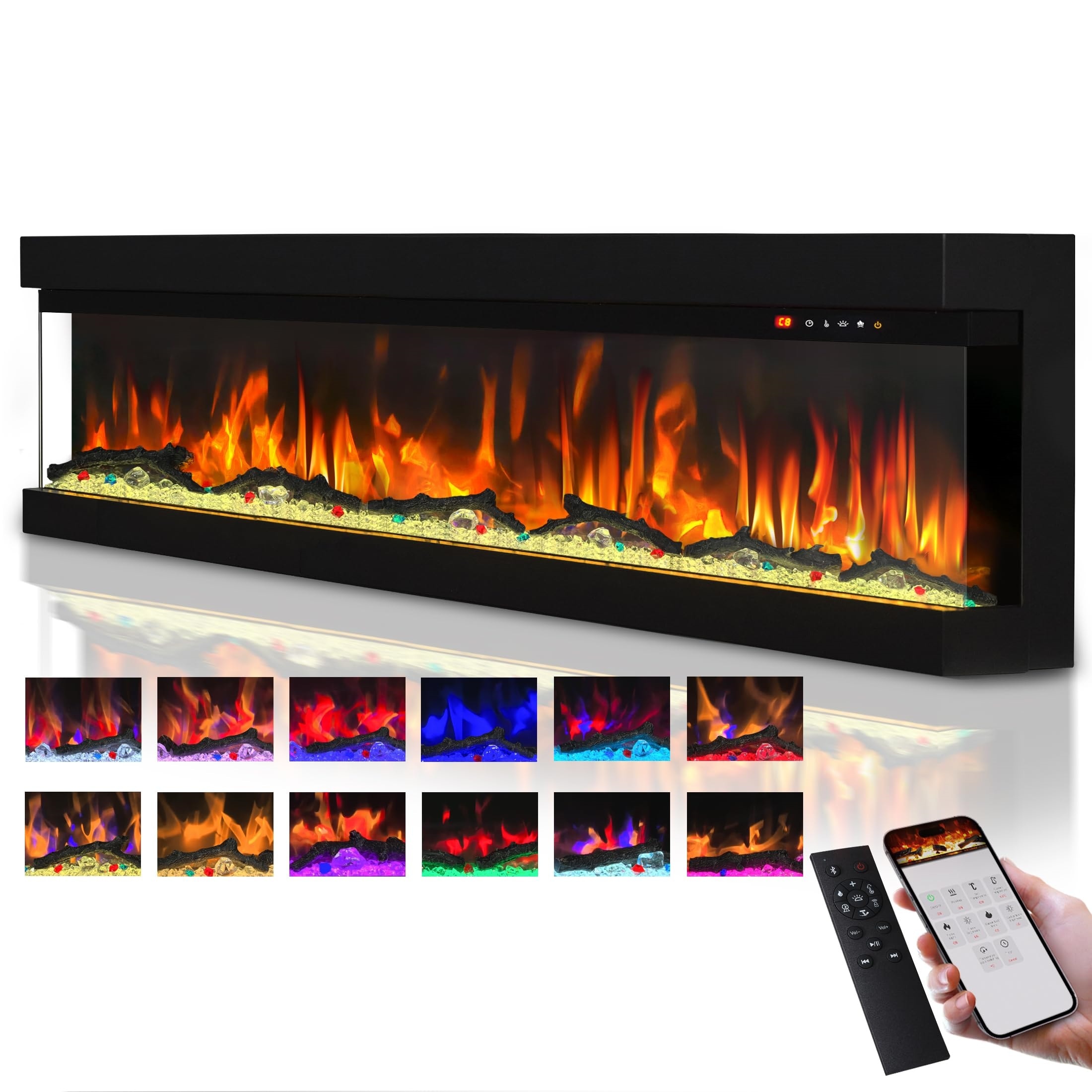 EdenDirect LW-TS42 42-in W Black Wall mount LED Wall-mount Electric Fireplace with Remote Control Included