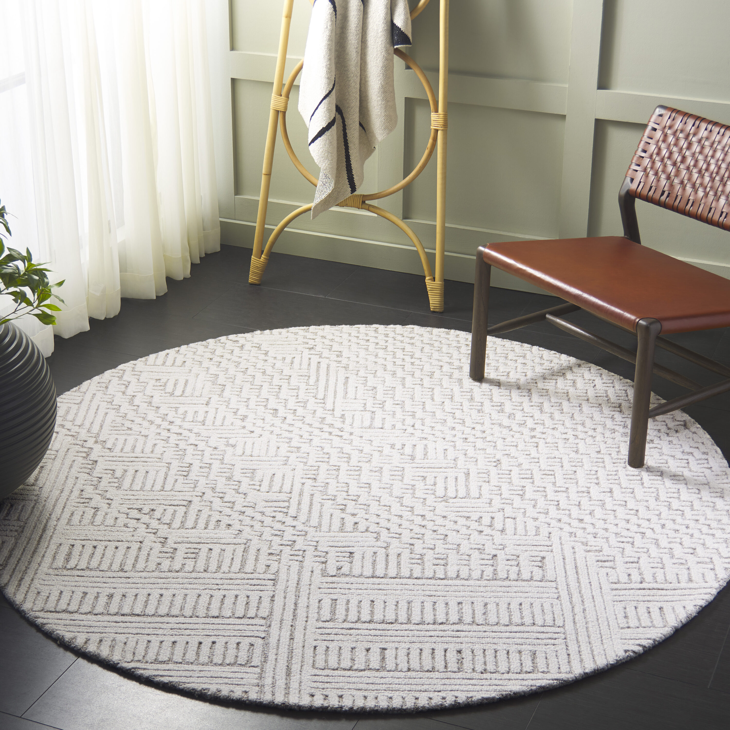  Harvest 601 Natural/Ivory Contemporary 6ft x 6ft Round Rug
