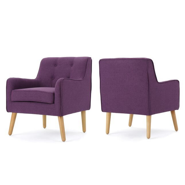 Best Ing Home Decor Felicity Mid Century Purple Fabric Arm Chair Set Of 2 In The Chairs Department At Com - Purple Home Decor Fabric