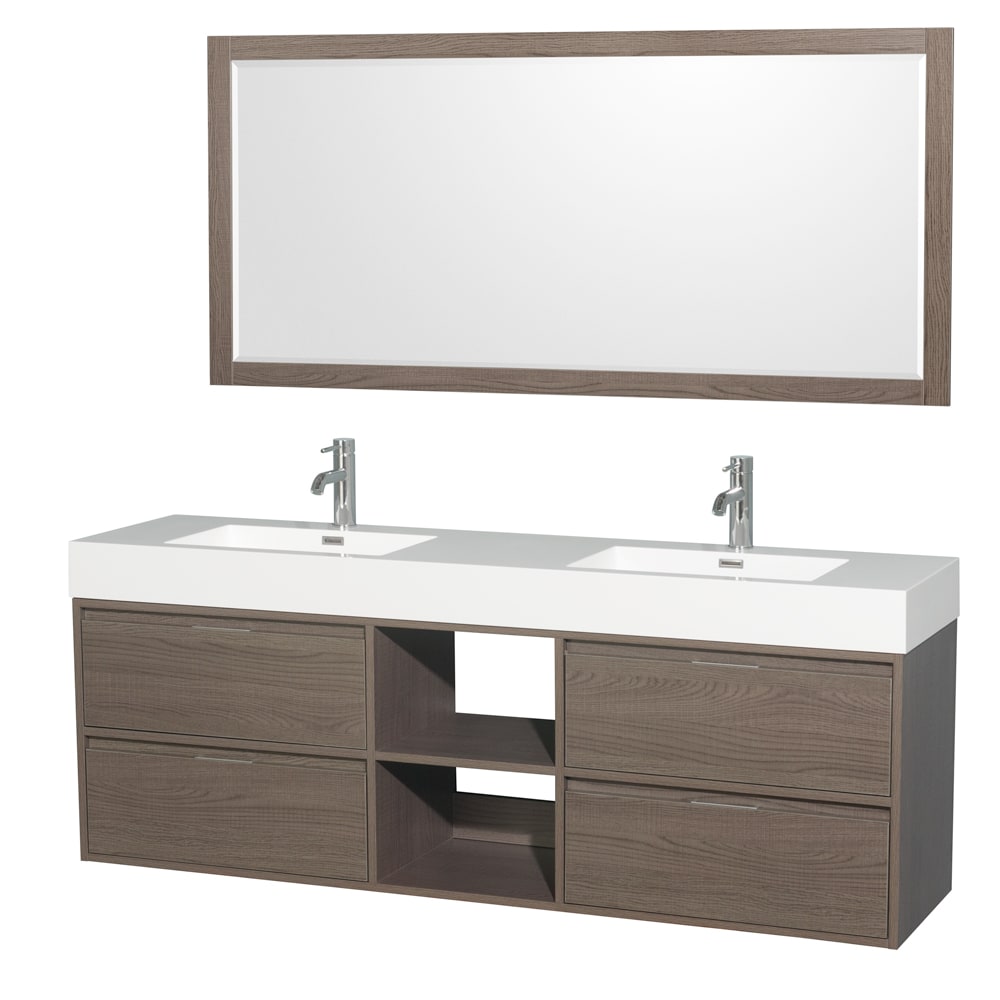 Wyndham Collection Daniella 72-in Gray Oak with Brushed Aluminum Trim ...