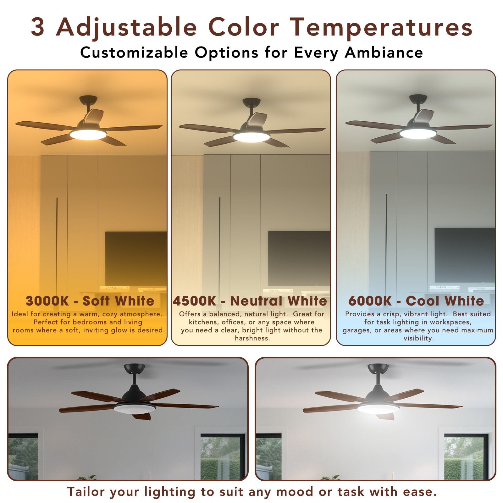 COWSAR LSCF-FL9286-BLACK Ceiling-Fans - View #5