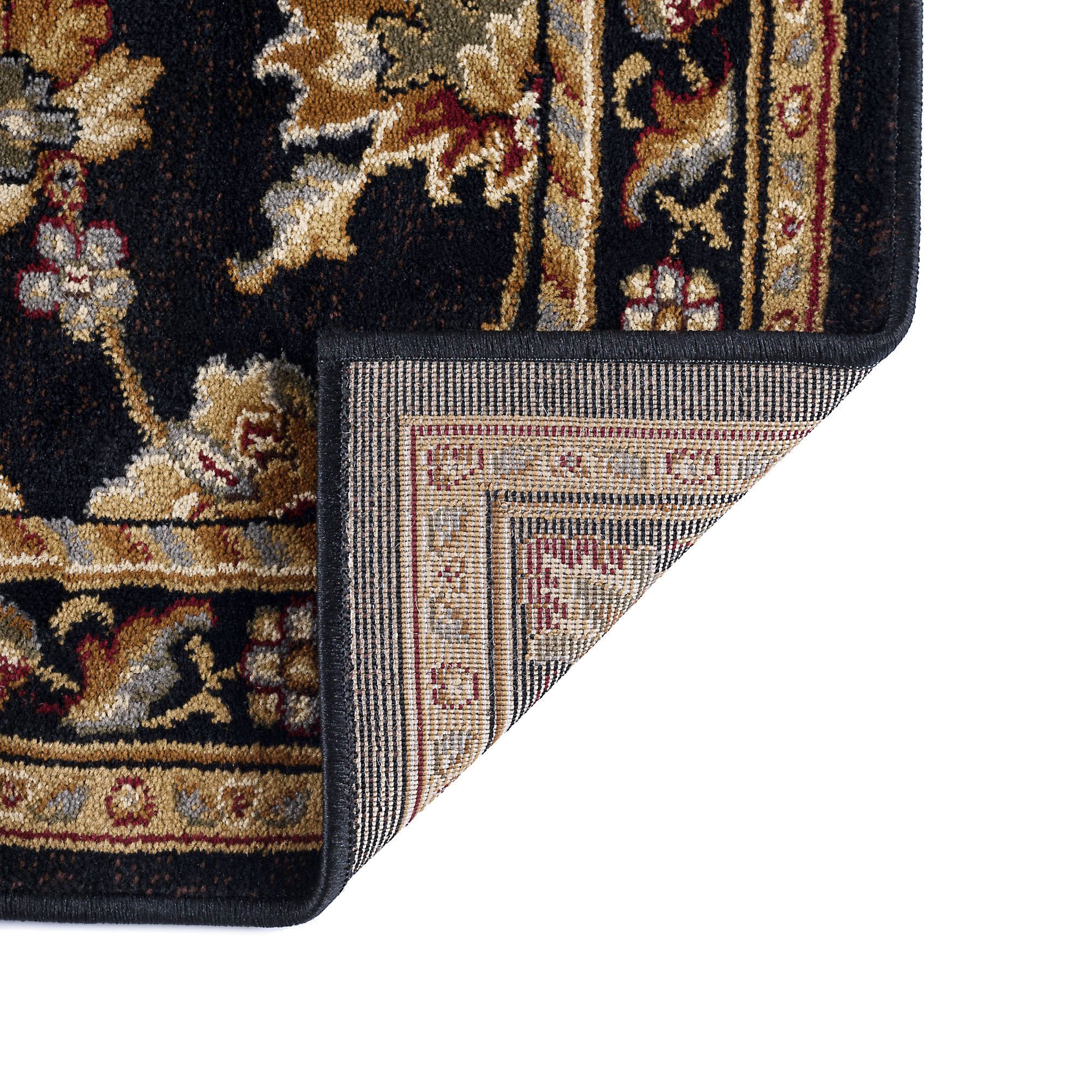Sensation 5' x 7' Black Synthetic Easy-Care Traditional Area Rug