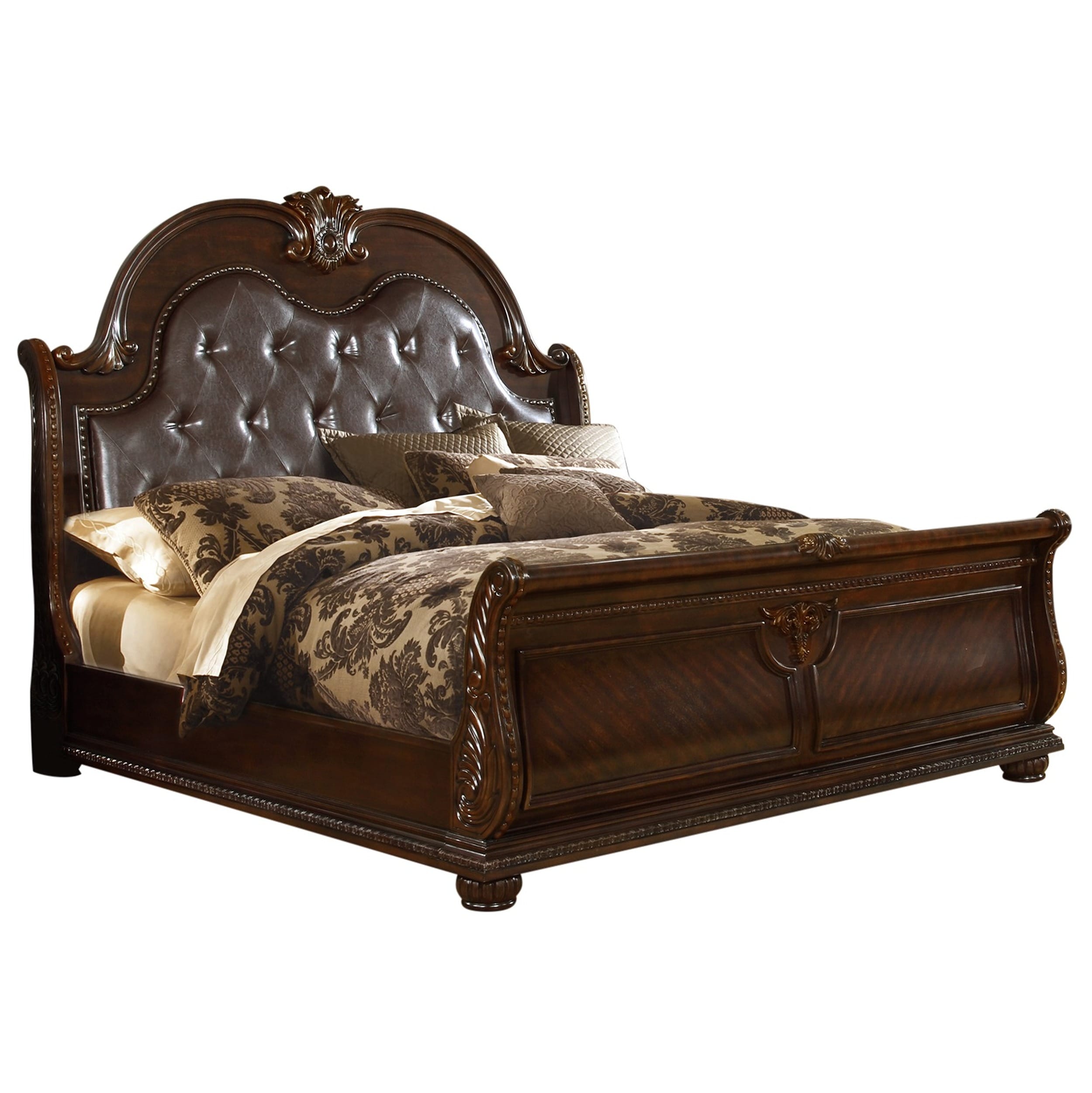 Galaxy 808857675323 Dark Walnut King Wood Panel Bed