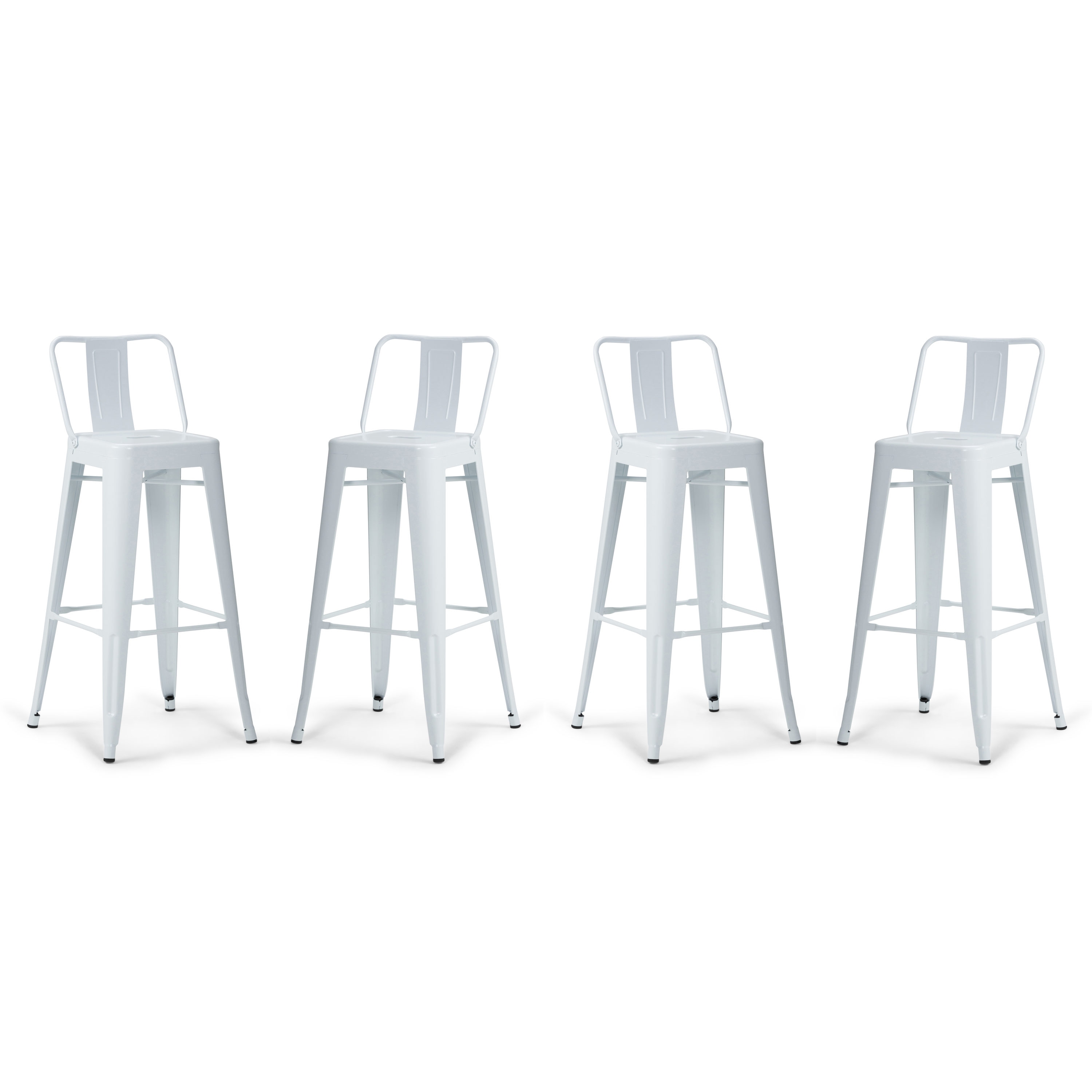 Simpli Home AXCRAY30-04-WH Rayne Set of 4 White 30.2-in H Bar height Metal Bar Stool Back